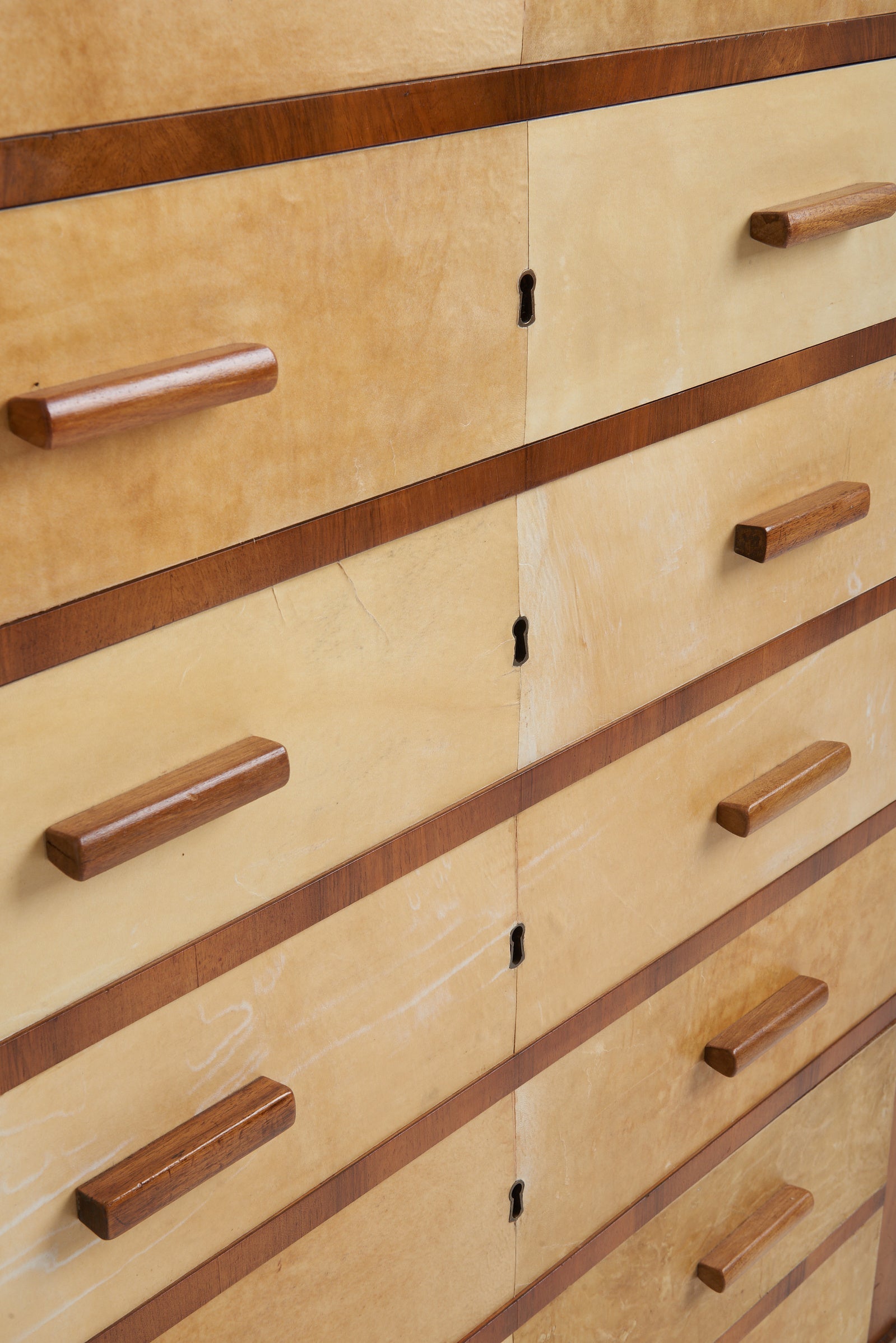 Art Deco Walnut and Velum Chest of Drawers
