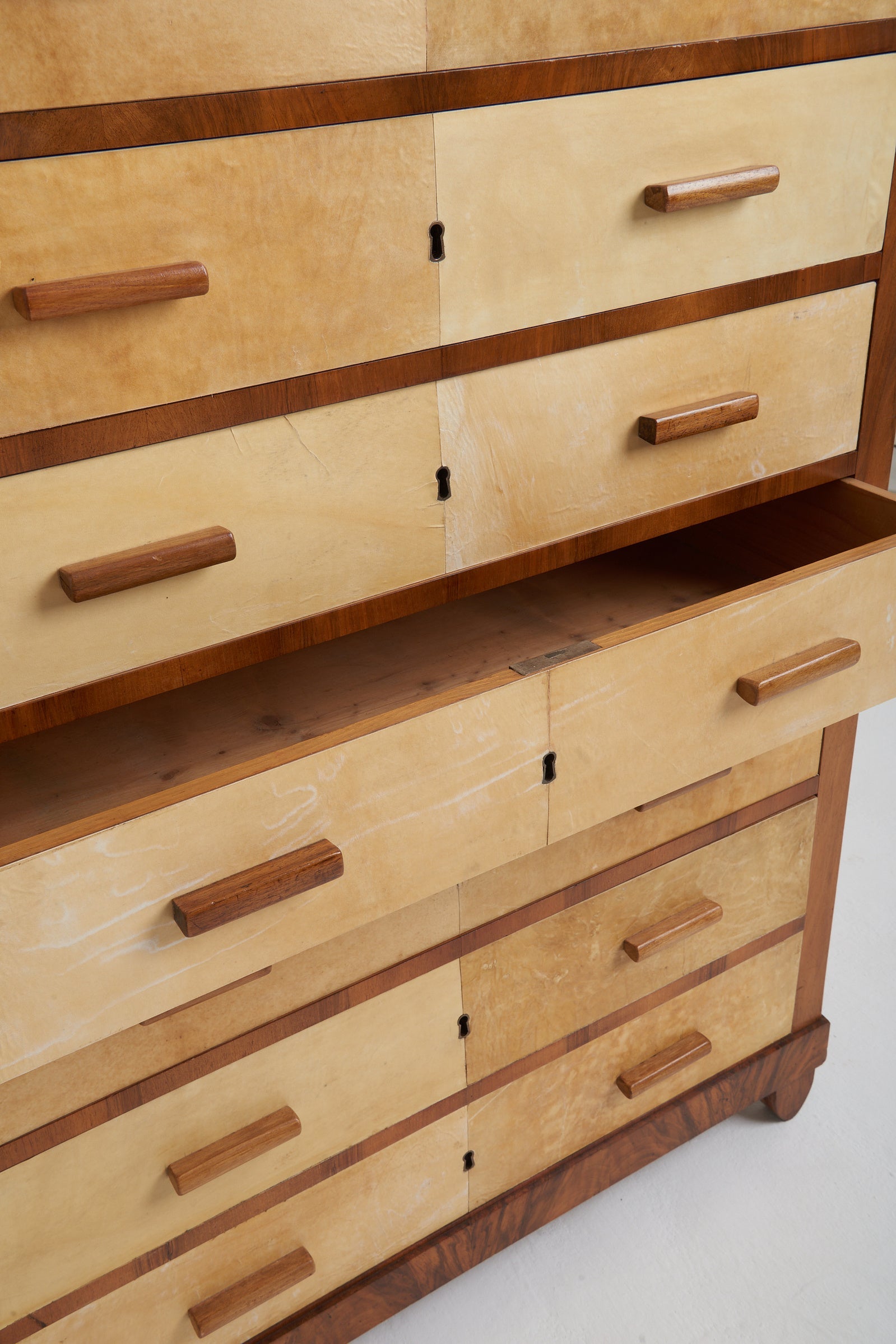 Art Deco Walnut and Velum Chest of Drawers