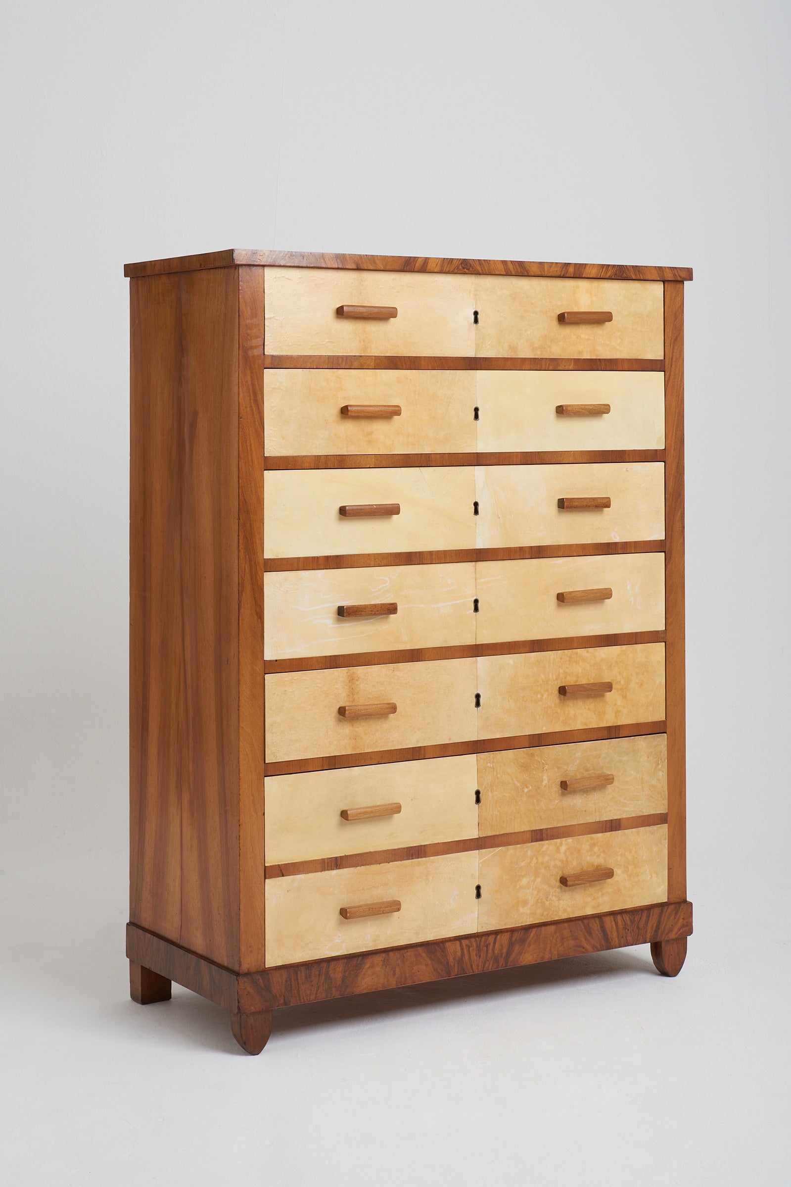 Art Deco Walnut and Velum Chest of Drawers