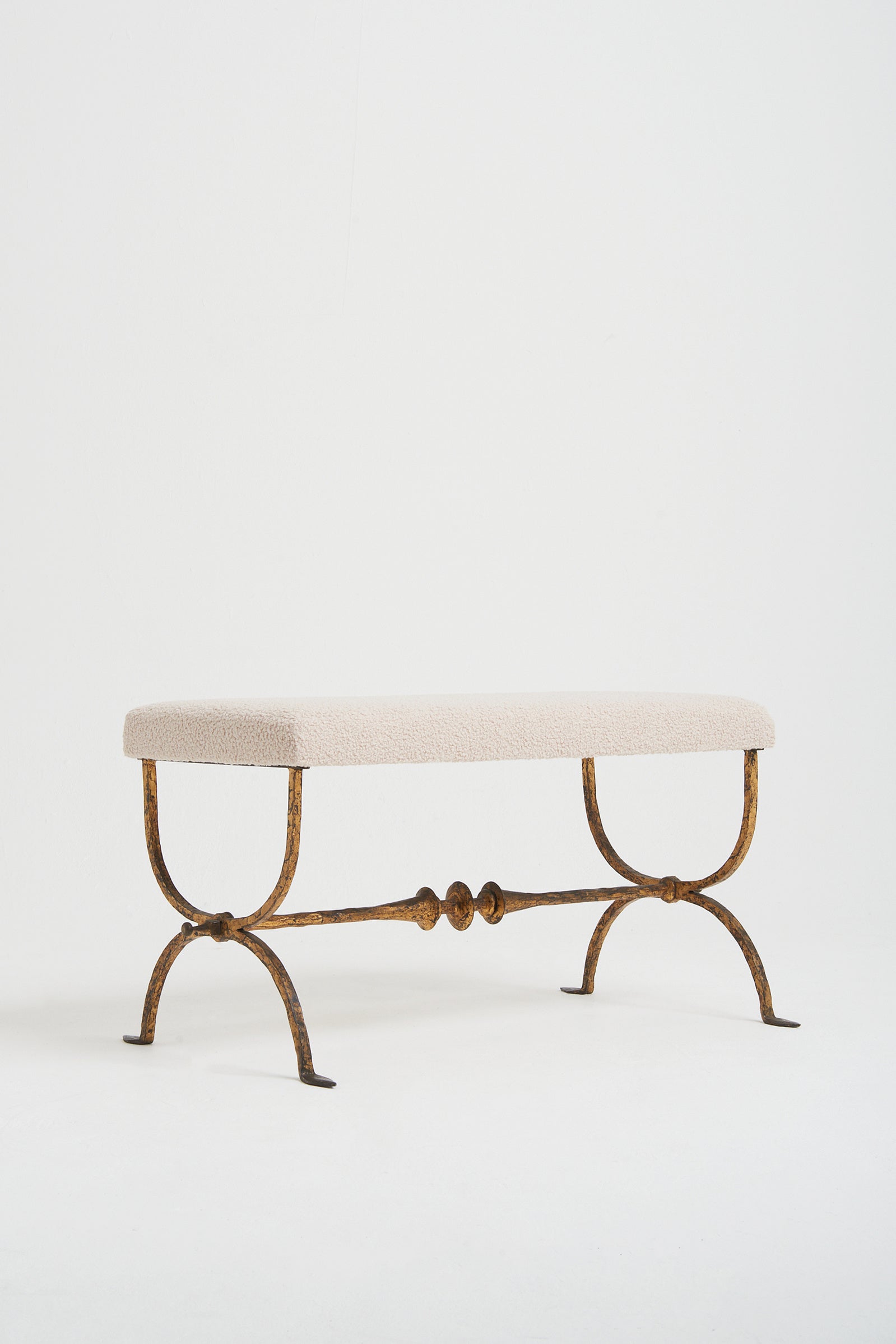 8031- Mid-Century Gilt Iron Long Stool