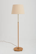8057- Mid-Century Ash and Brass Floor Lamp
