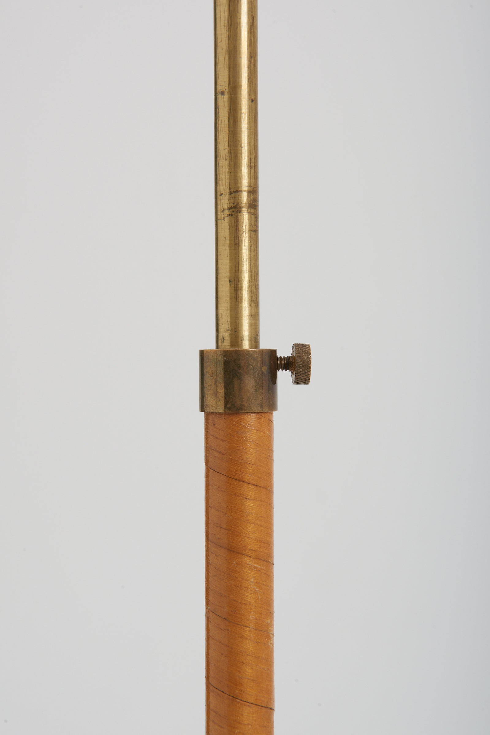 Mid-Century Ash and Brass Floor Lamp