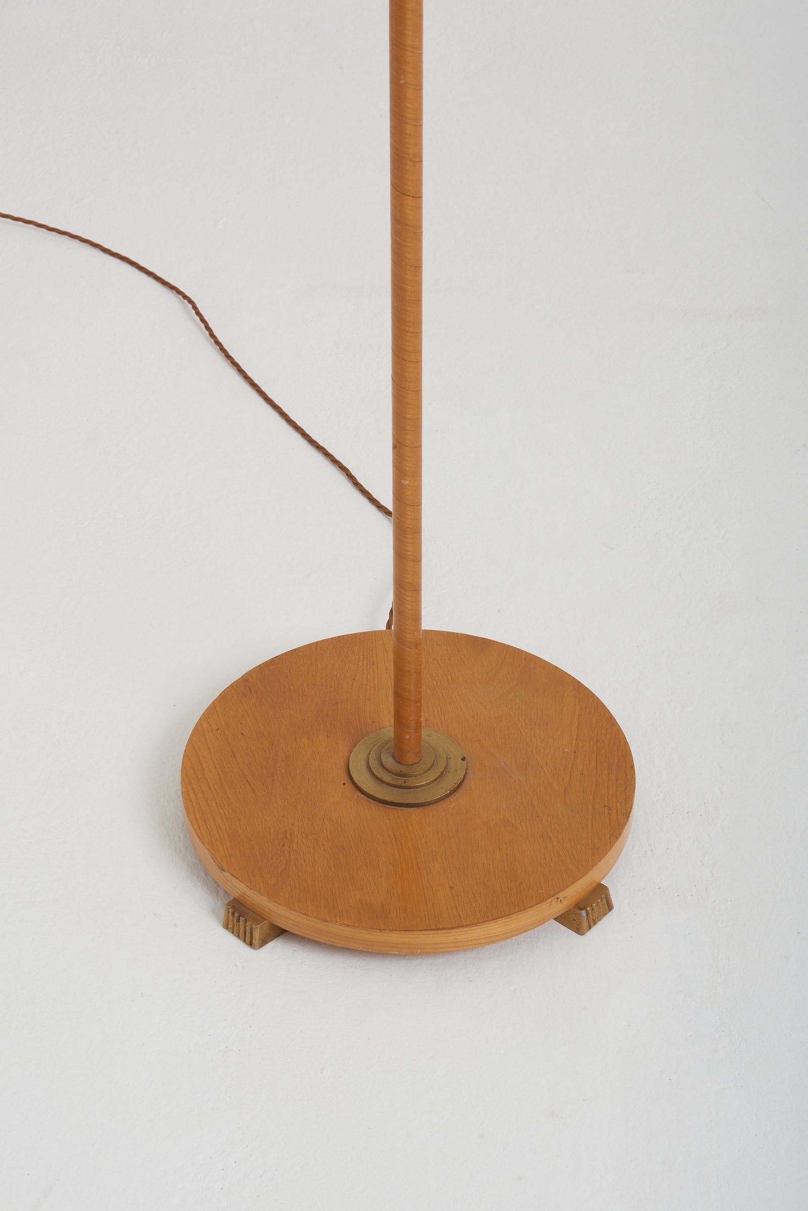 Mid-Century Ash and Brass Floor Lamp
