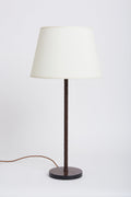8078- Mid-Century Brown Leather Table Lamp