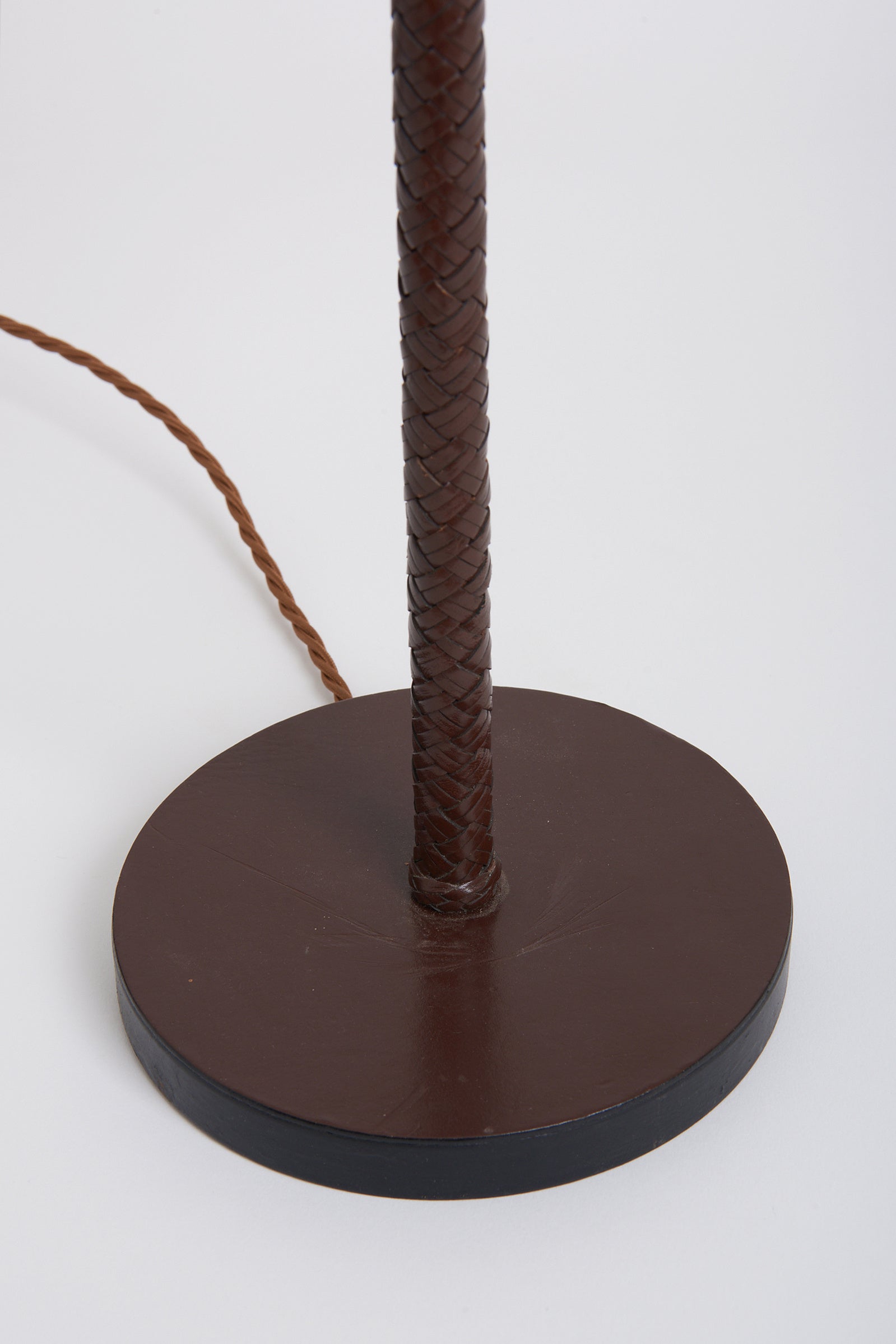 Mid-Century Brown Leather Table Lamp