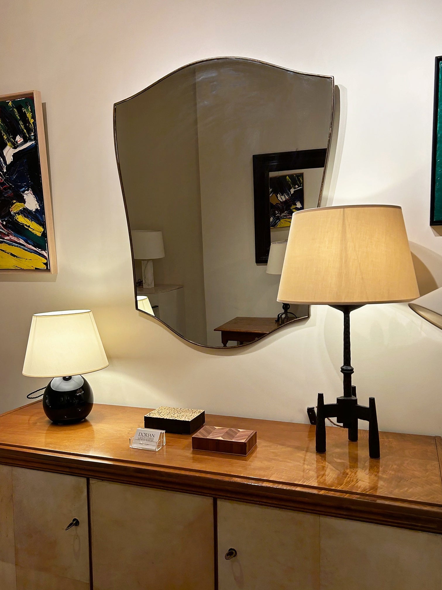 8088- Large Brass Shield Mirror