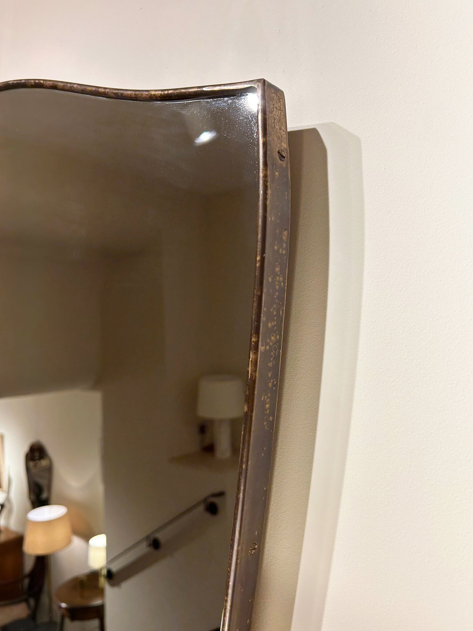 Large Brass Shield Mirror