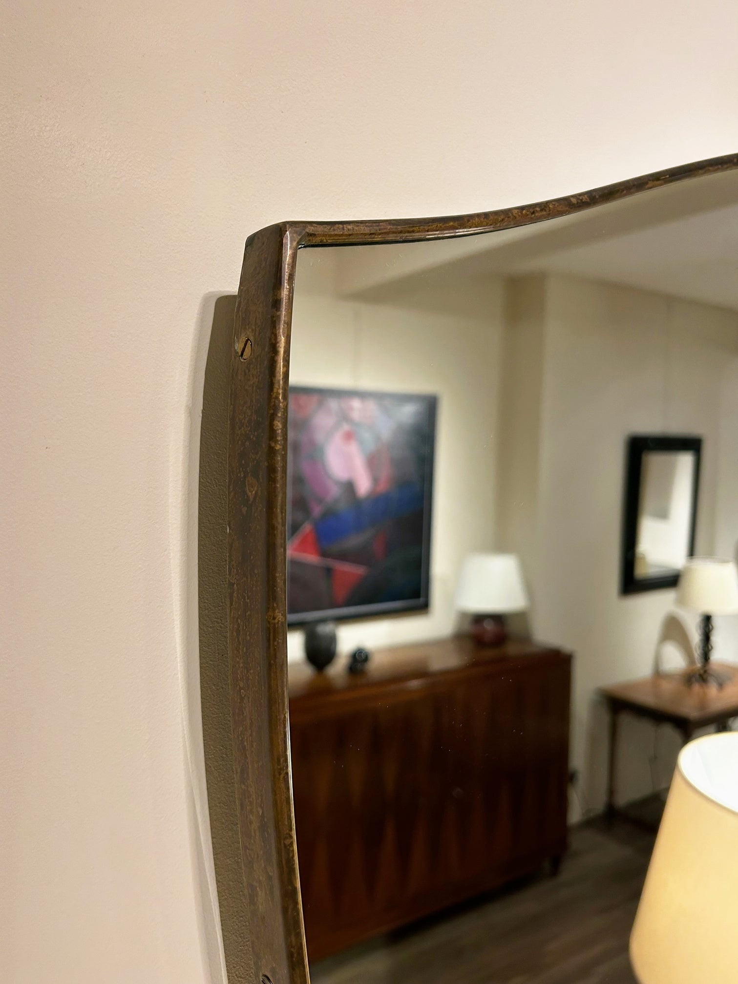 Large Brass Shield Mirror