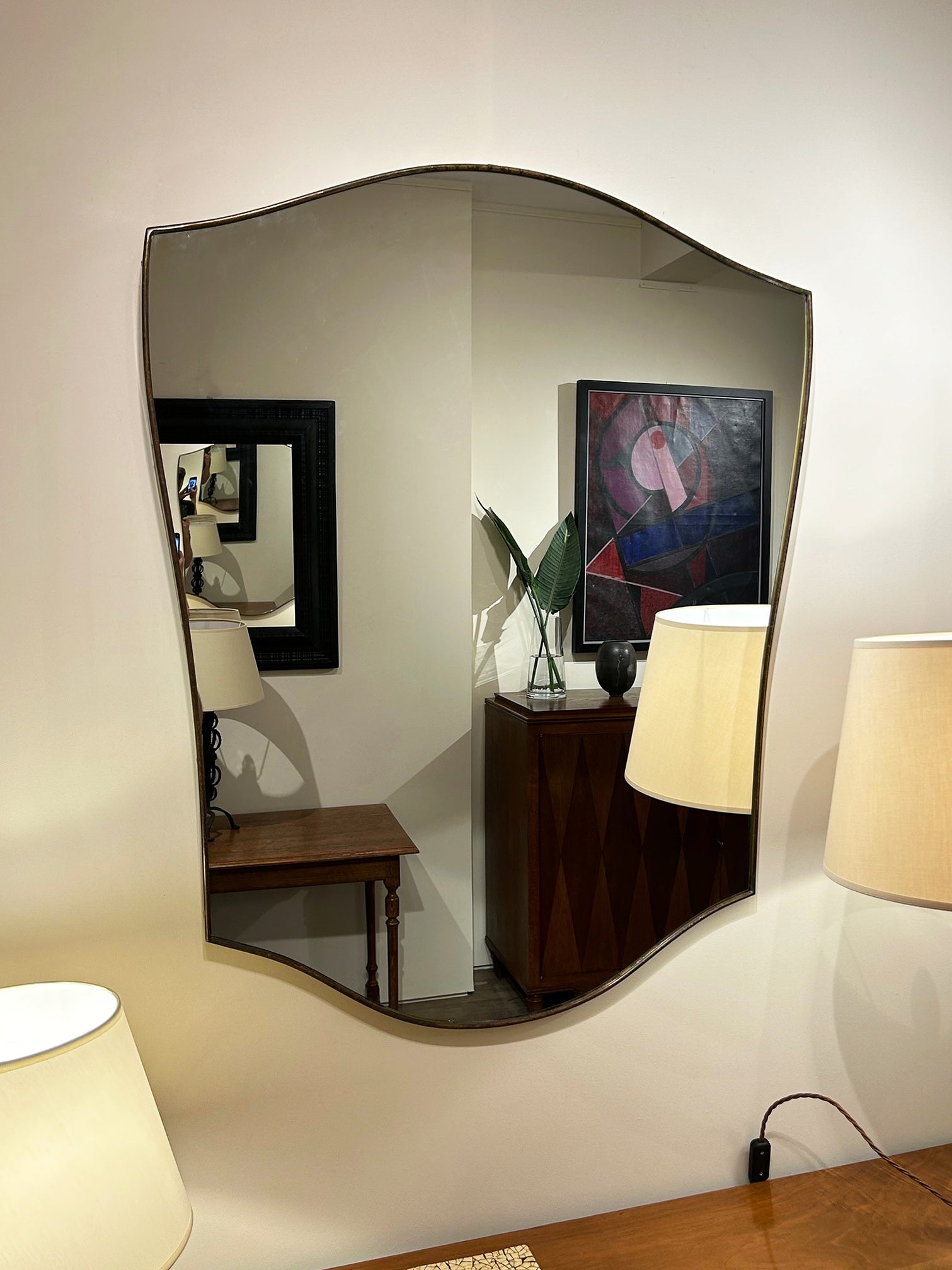 Large Brass Shield Mirror