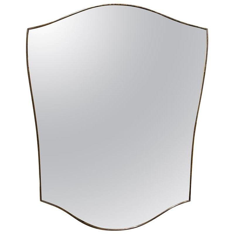 Large Brass Shield Mirror