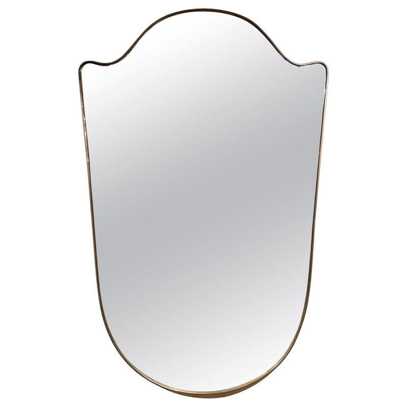 Large Brass Shield Mirror