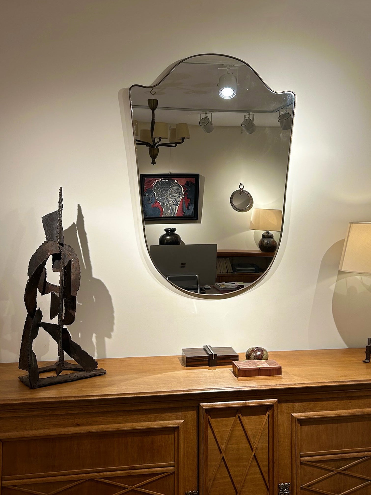 Large Brass Shield Mirror
