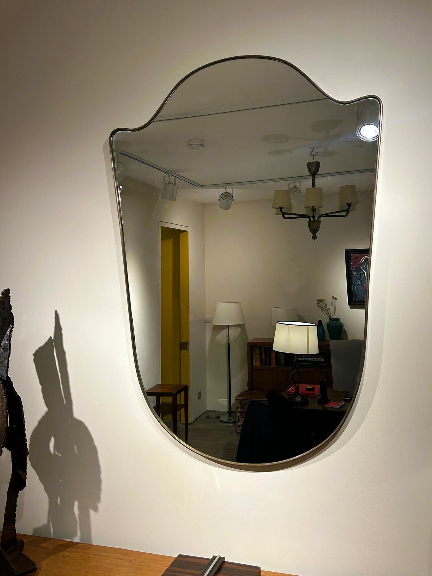 Large Brass Shield Mirror