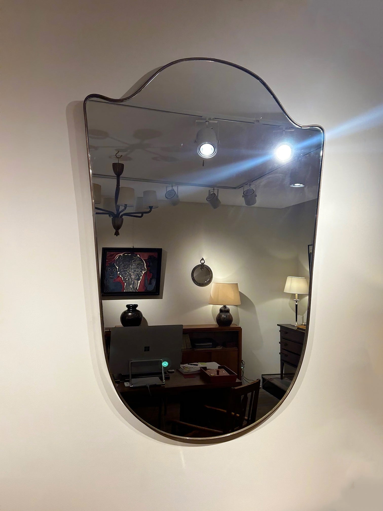 Large Brass Shield Mirror