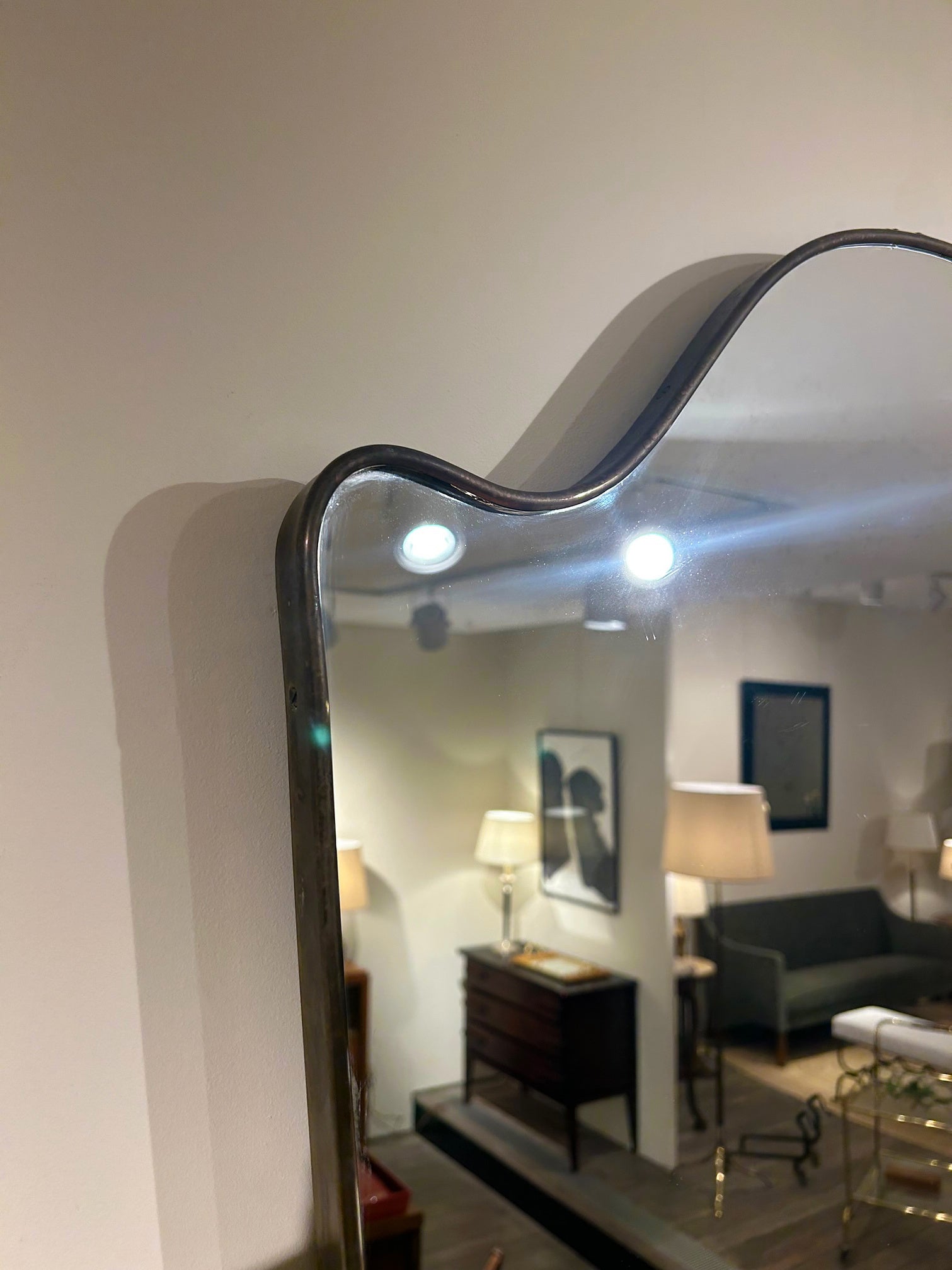 Large Brass Shield Mirror