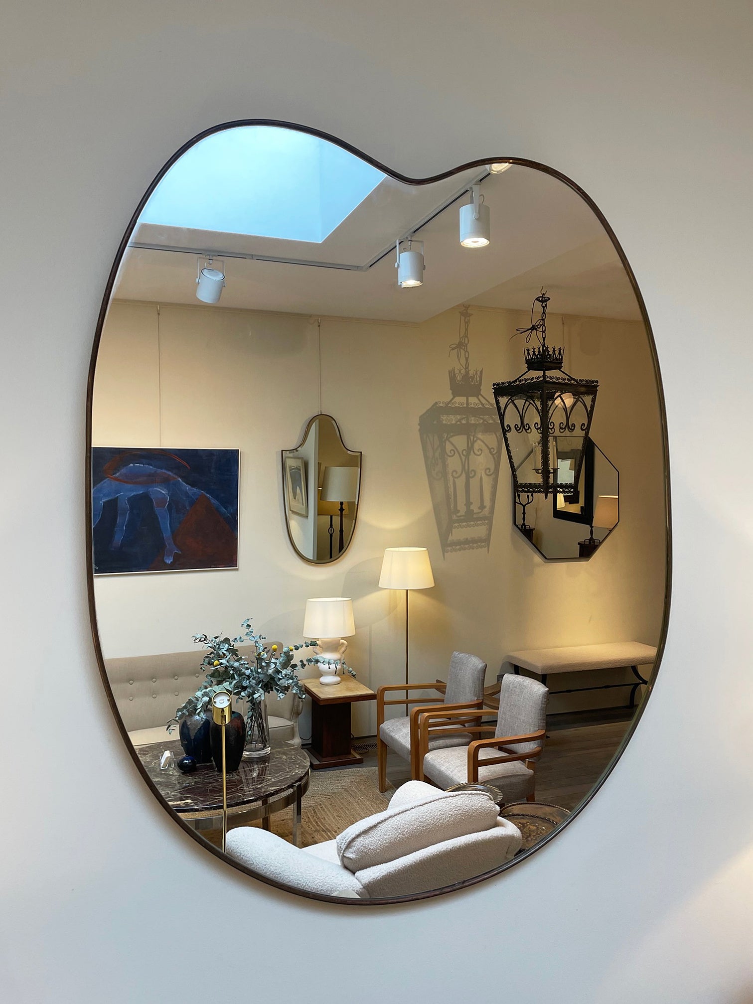 Large Brass Shield Mirror