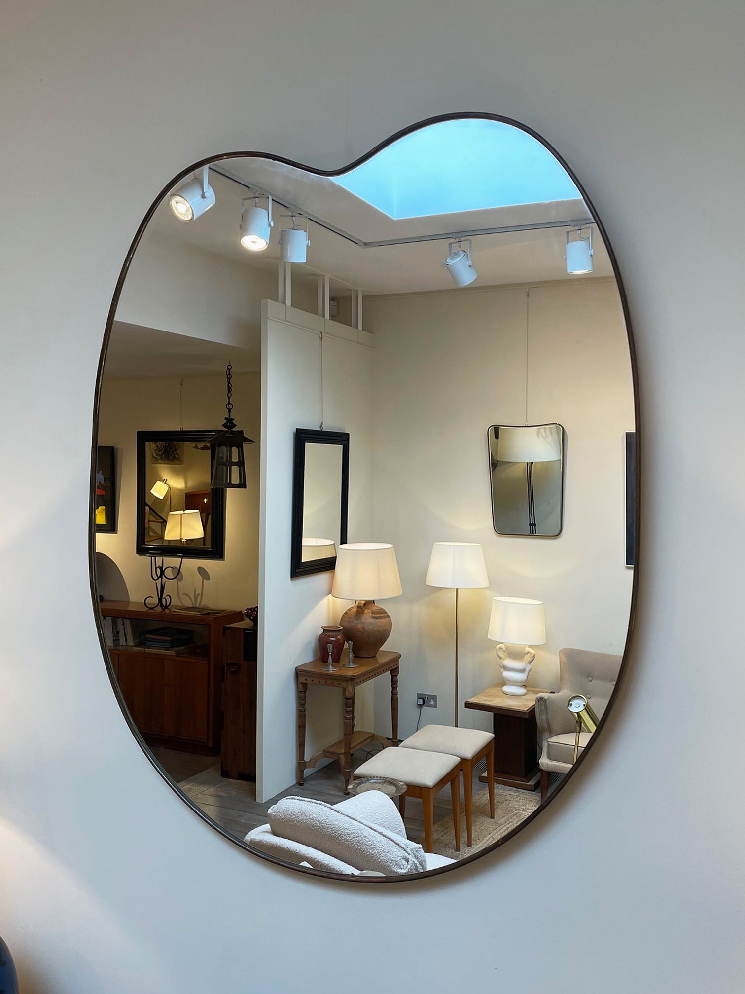 Large Brass Shield Mirror
