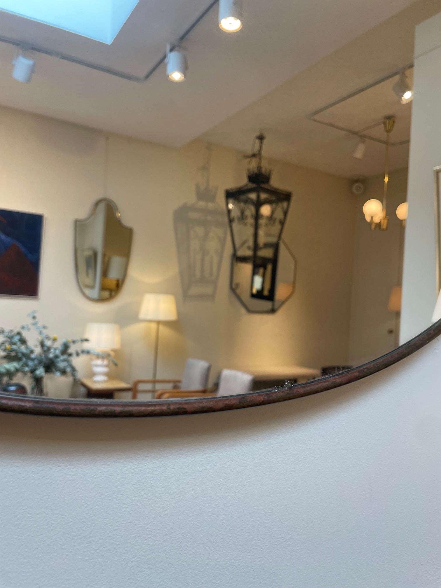 Large Brass Shield Mirror