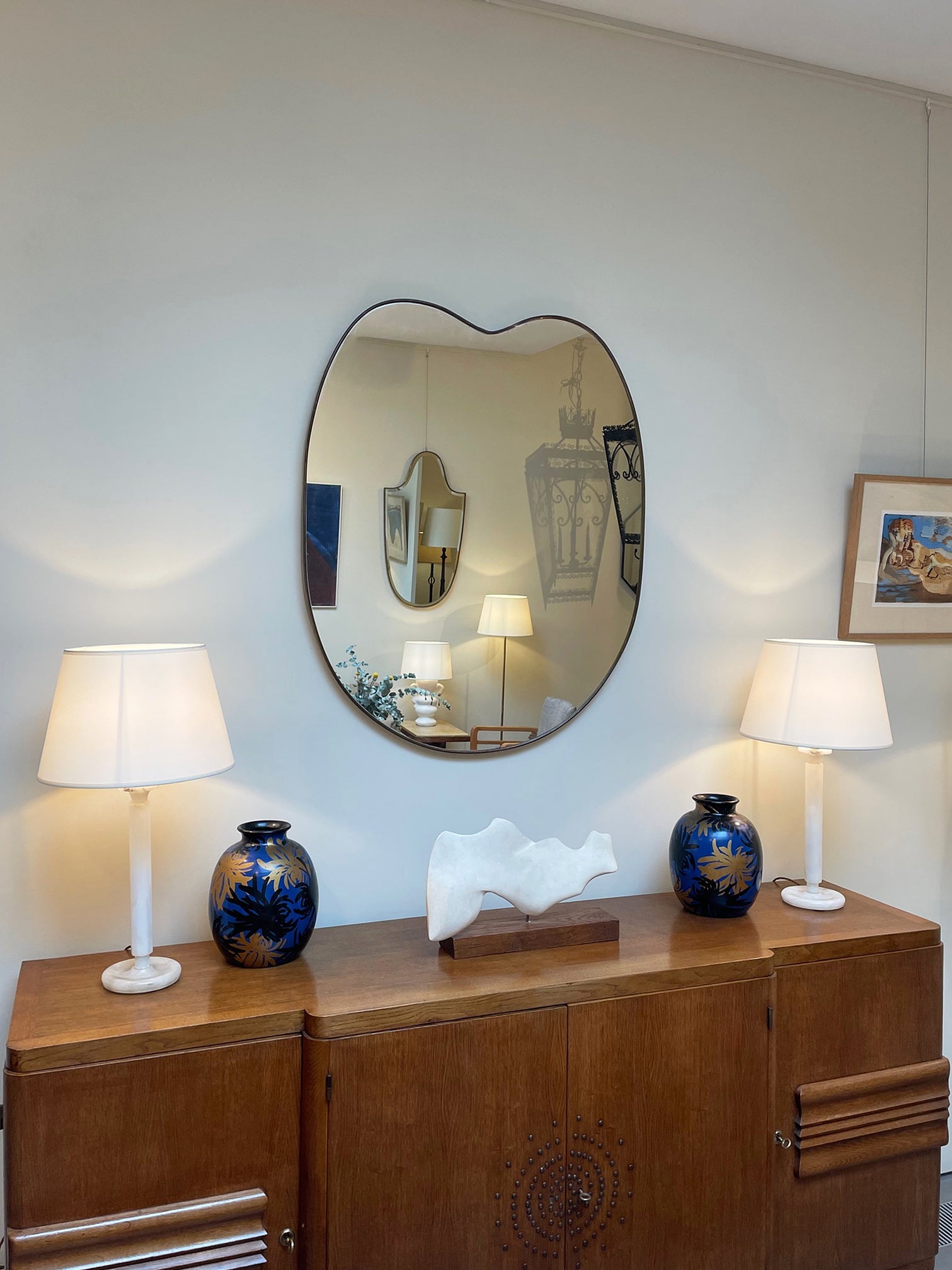 Large Brass Shield Mirror