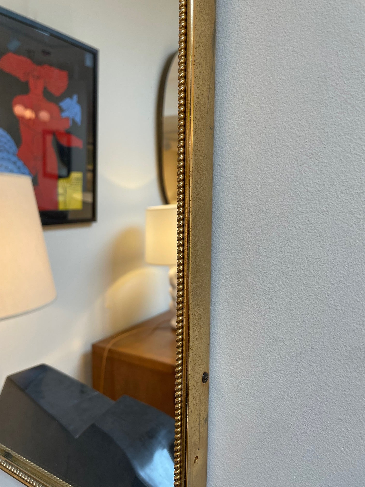Midcentury Brass Shield Mirror