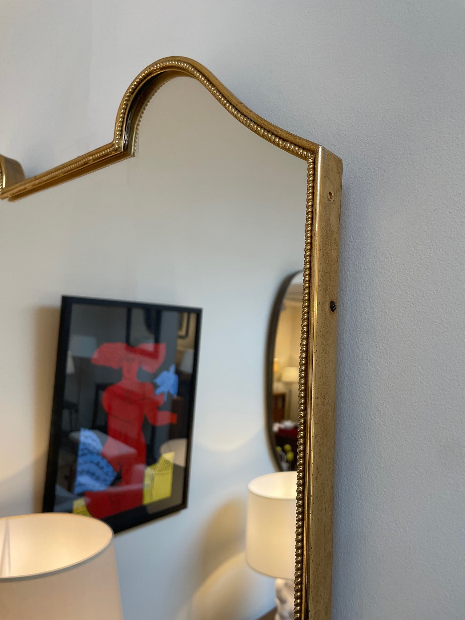 Midcentury Brass Shield Mirror
