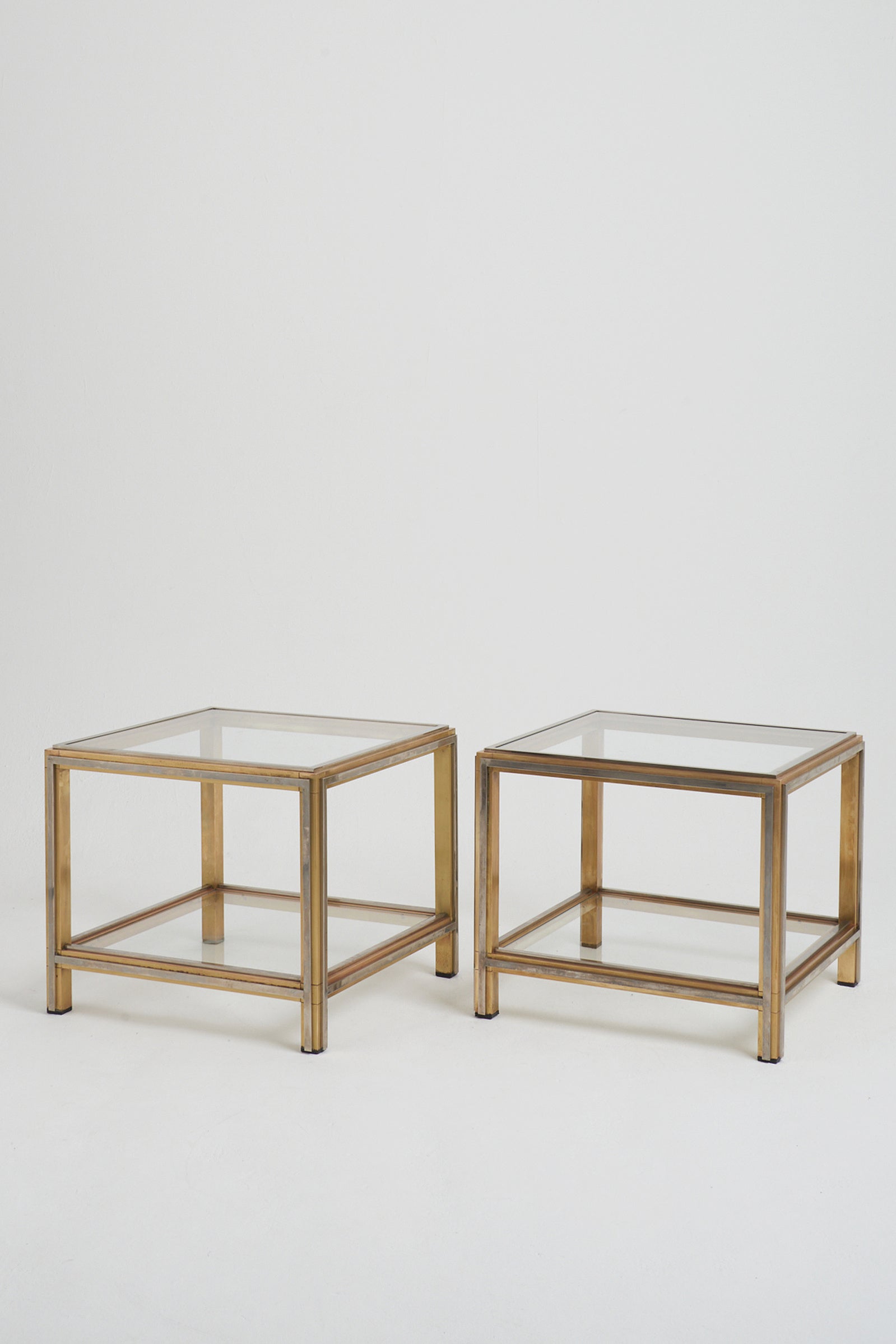 8095- Pair of Mid-Century Brass Side Tables
