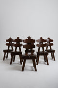 8096- Set of 6 Brutalist Dining Chairs