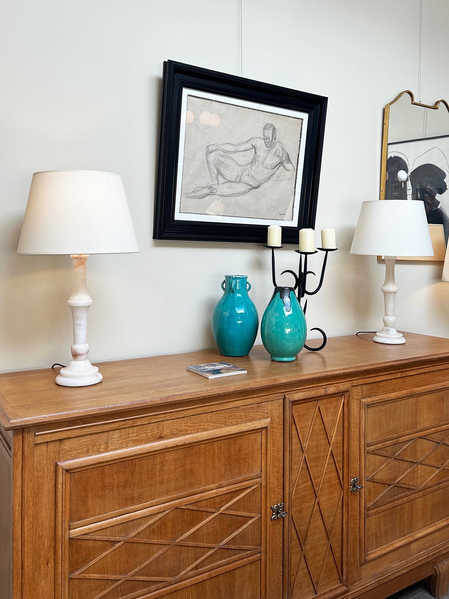 Pair of Alabaster Table Lamps
