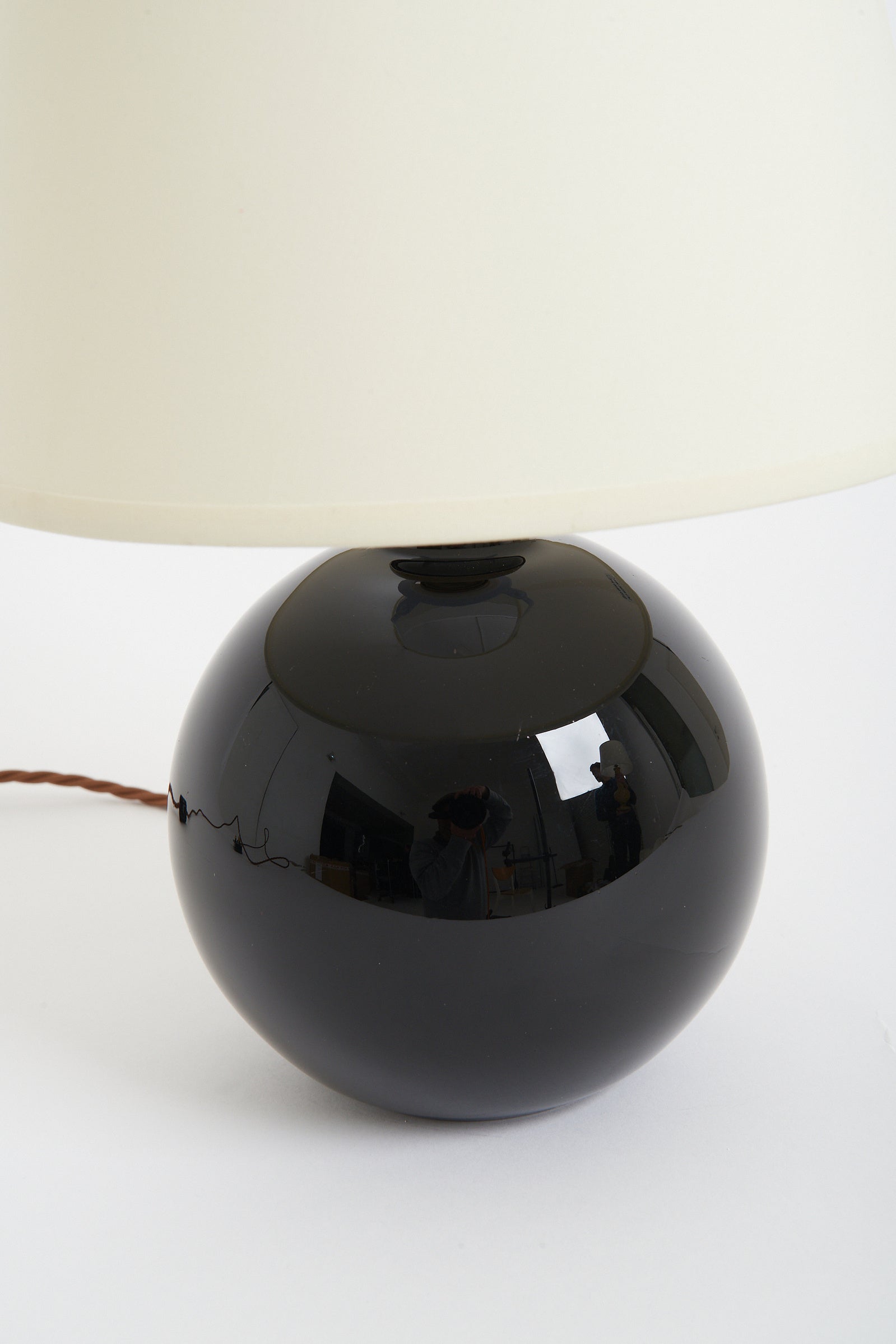 Art Deco Black Glass Table Lamp by Jacques Adnet