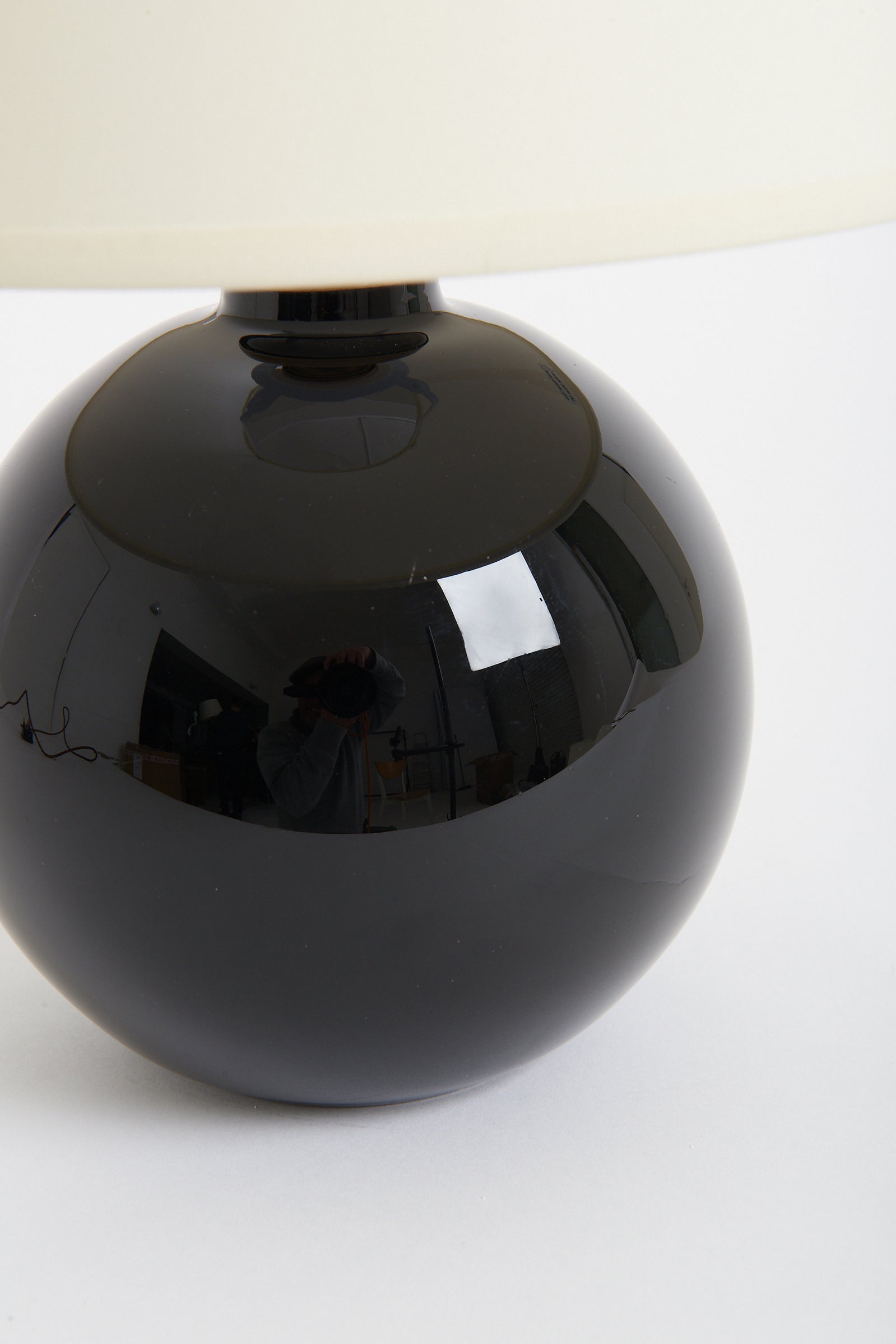 Art Deco Black Glass Table Lamp by Jacques Adnet