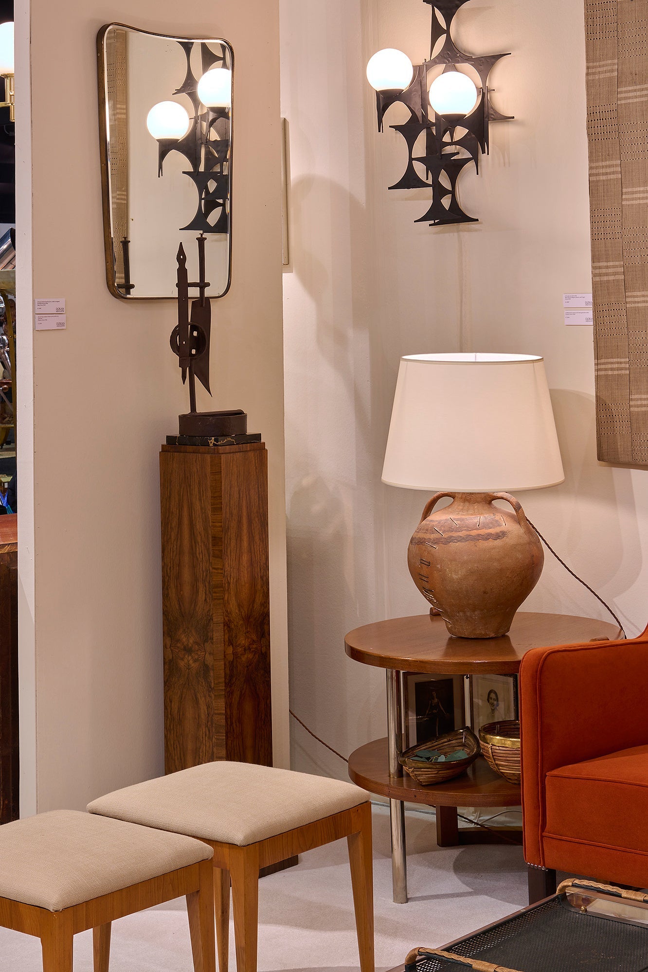 Pair of Brutalist Iron and Glass Wall Lights