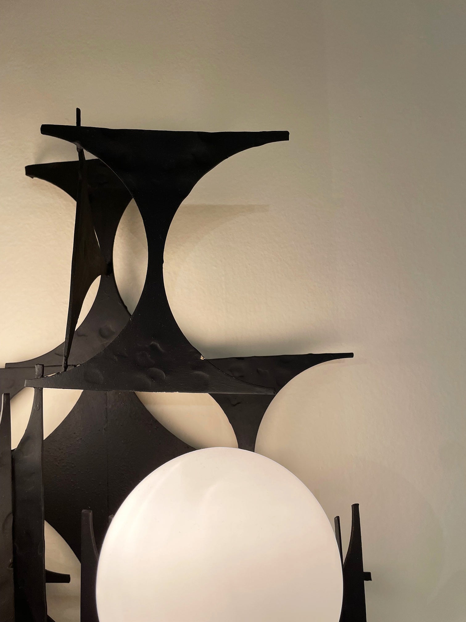 Pair of Brutalist Iron and Glass Wall Lights