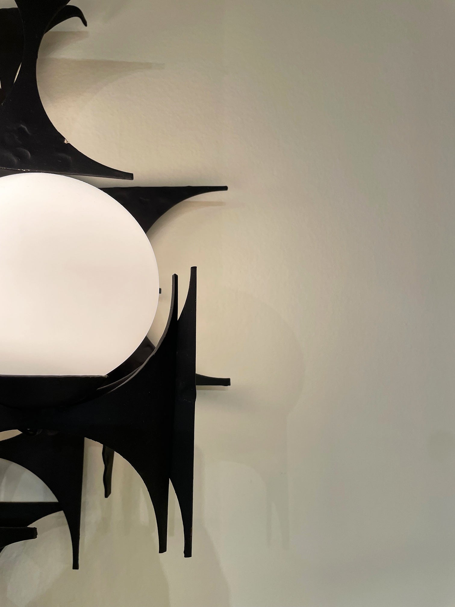 Pair of Brutalist Iron and Glass Wall Lights