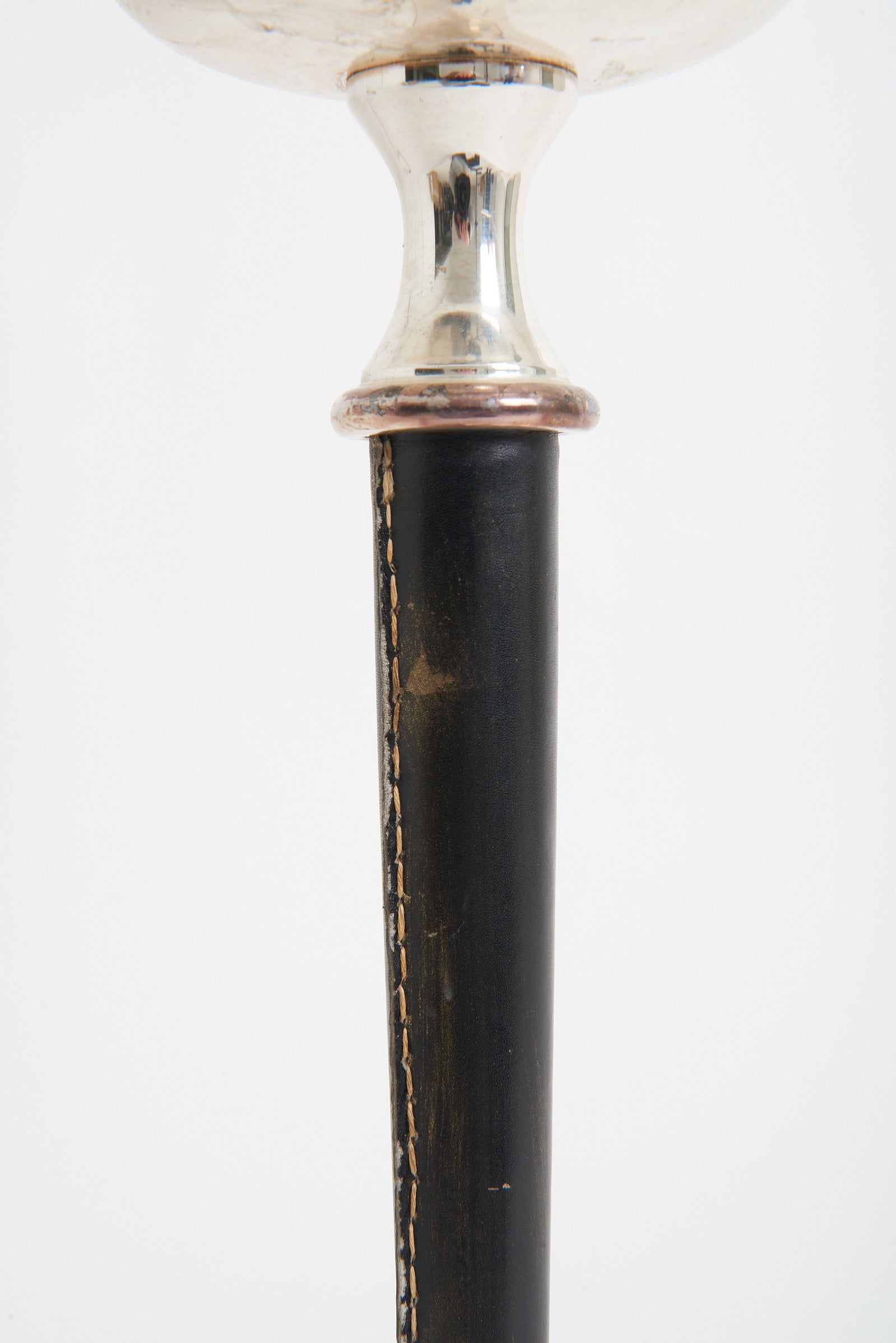 Silvered and Leather Table Lamp