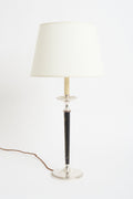 8106- Silvered and Leather Table Lamp