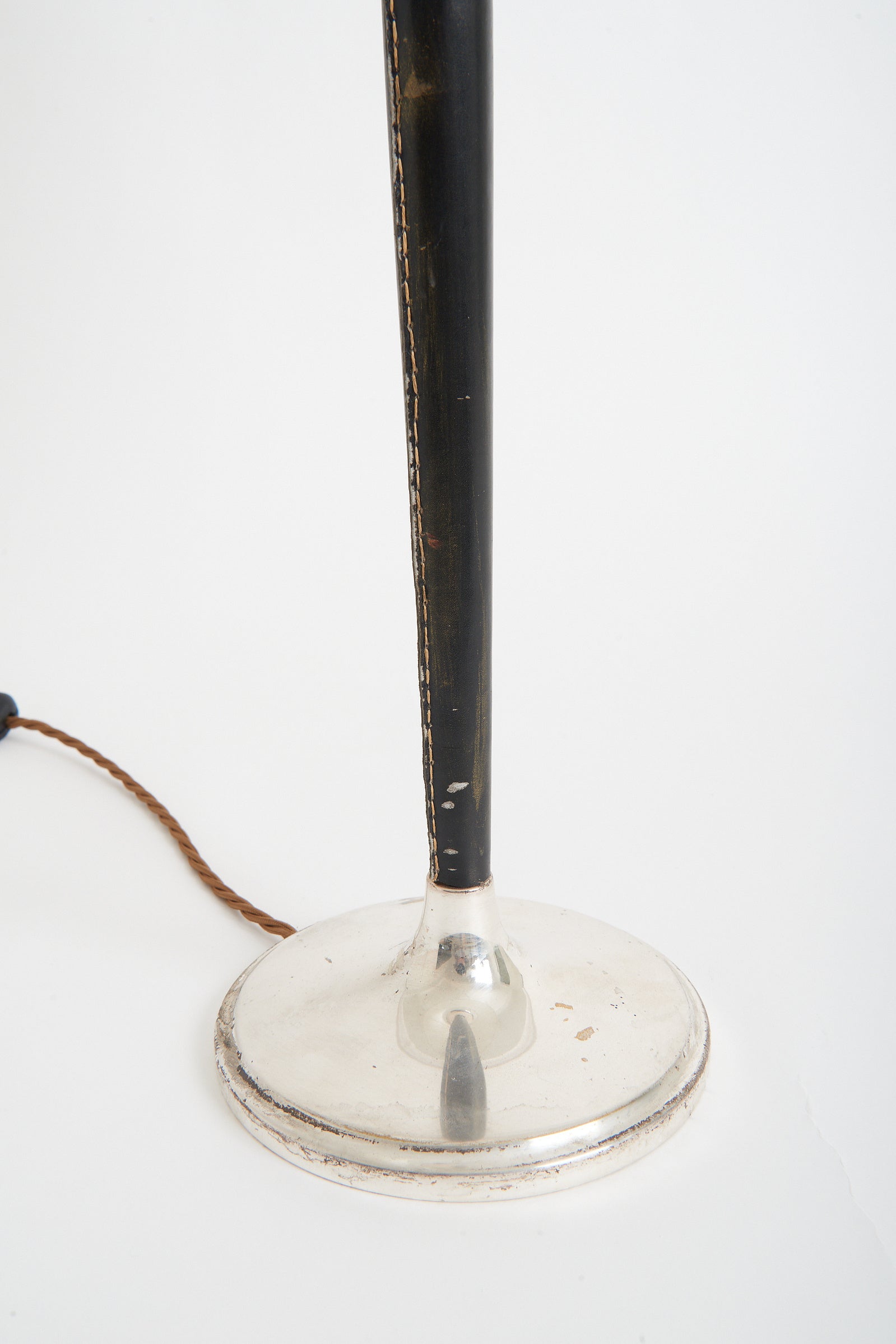 Silvered and Leather Table Lamp
