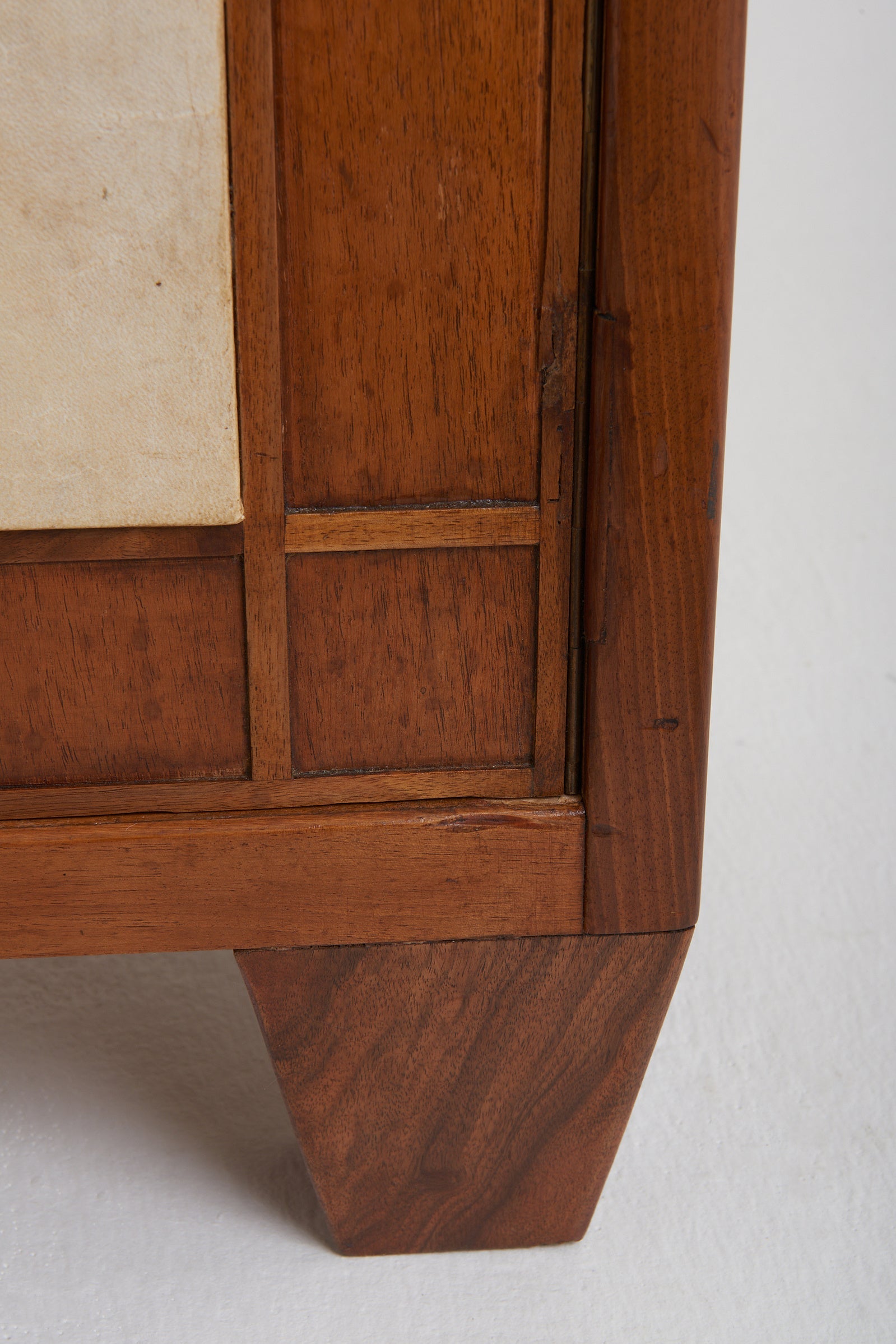 Art Deco Velum and Walnut Secretaire Cabinet