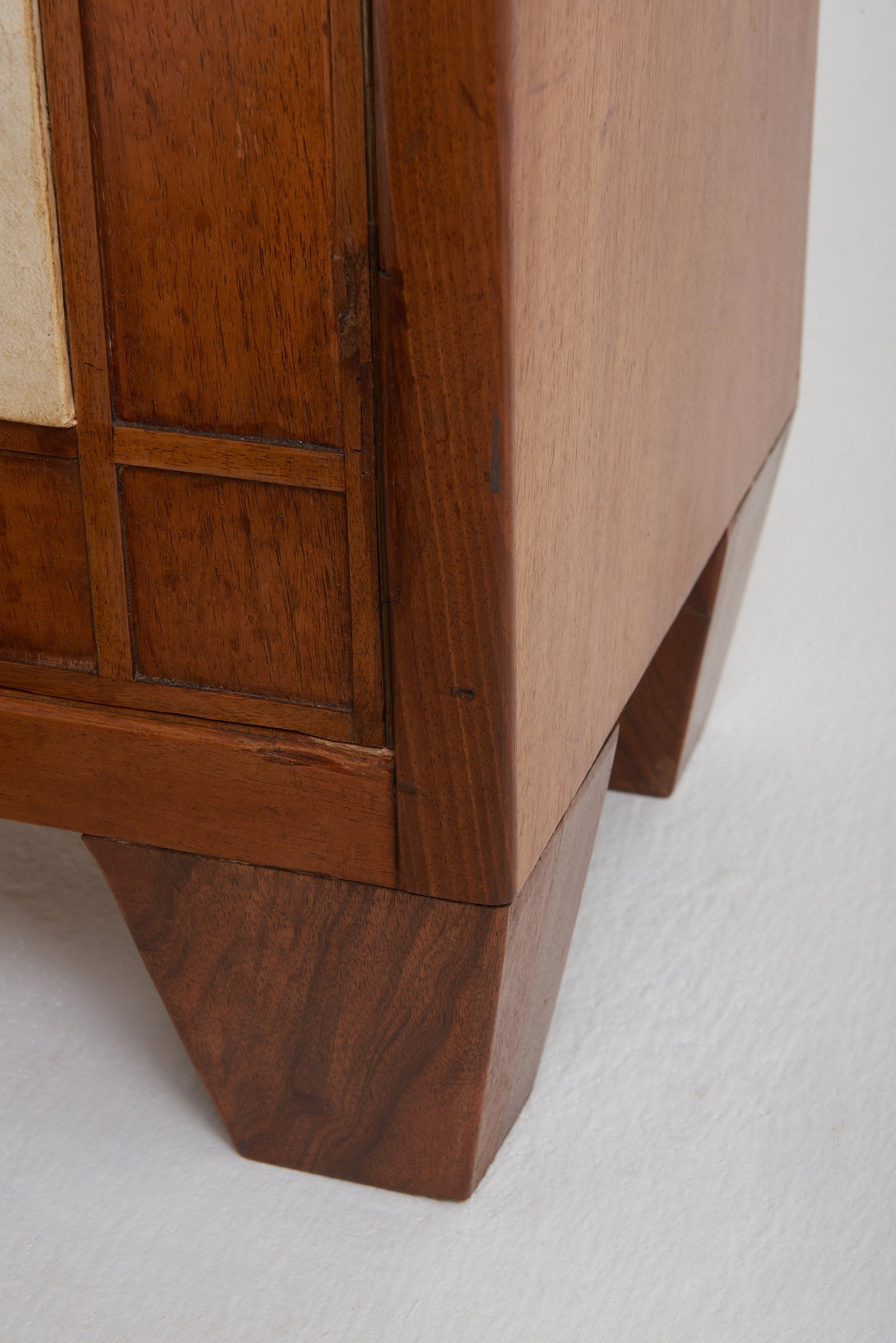 Art Deco Velum and Walnut Secretaire Cabinet