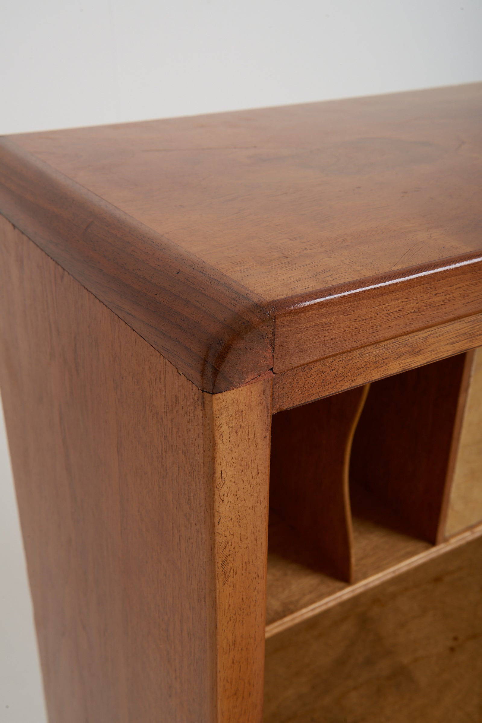 Art Deco Velum and Walnut Secretaire Cabinet