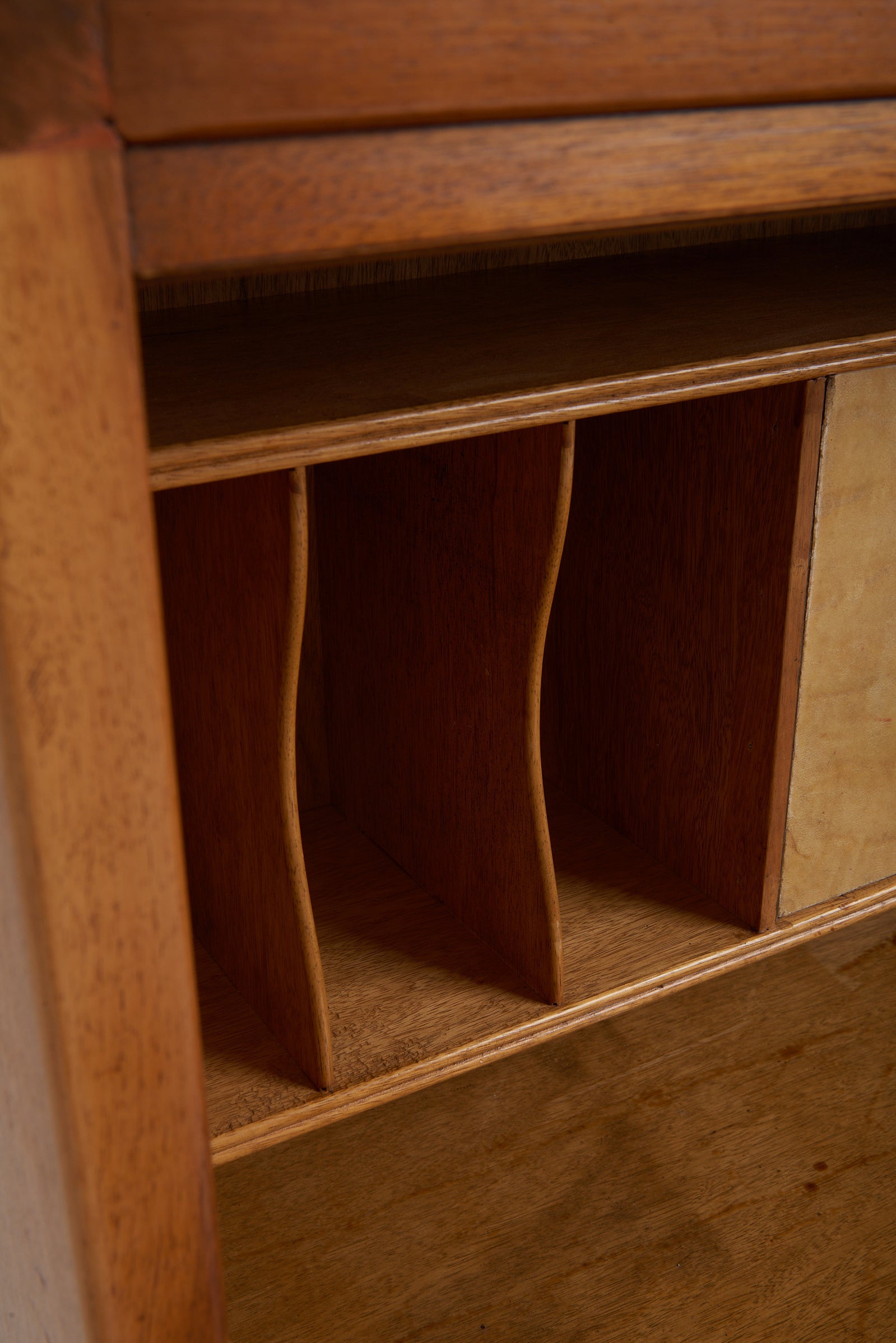 Art Deco Velum and Walnut Secretaire Cabinet
