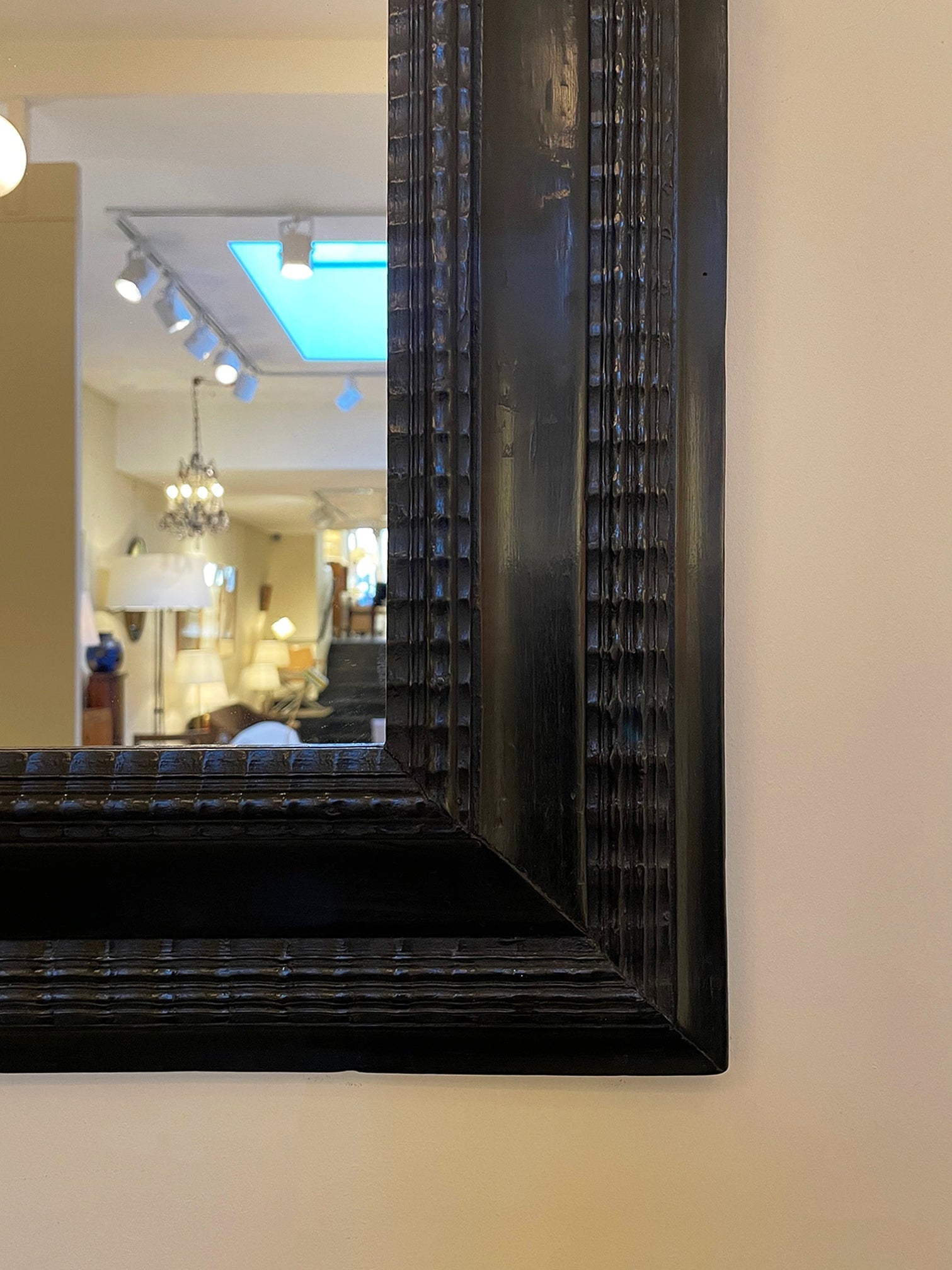 Flemish Style Ebonised Ripple Frame Mirror