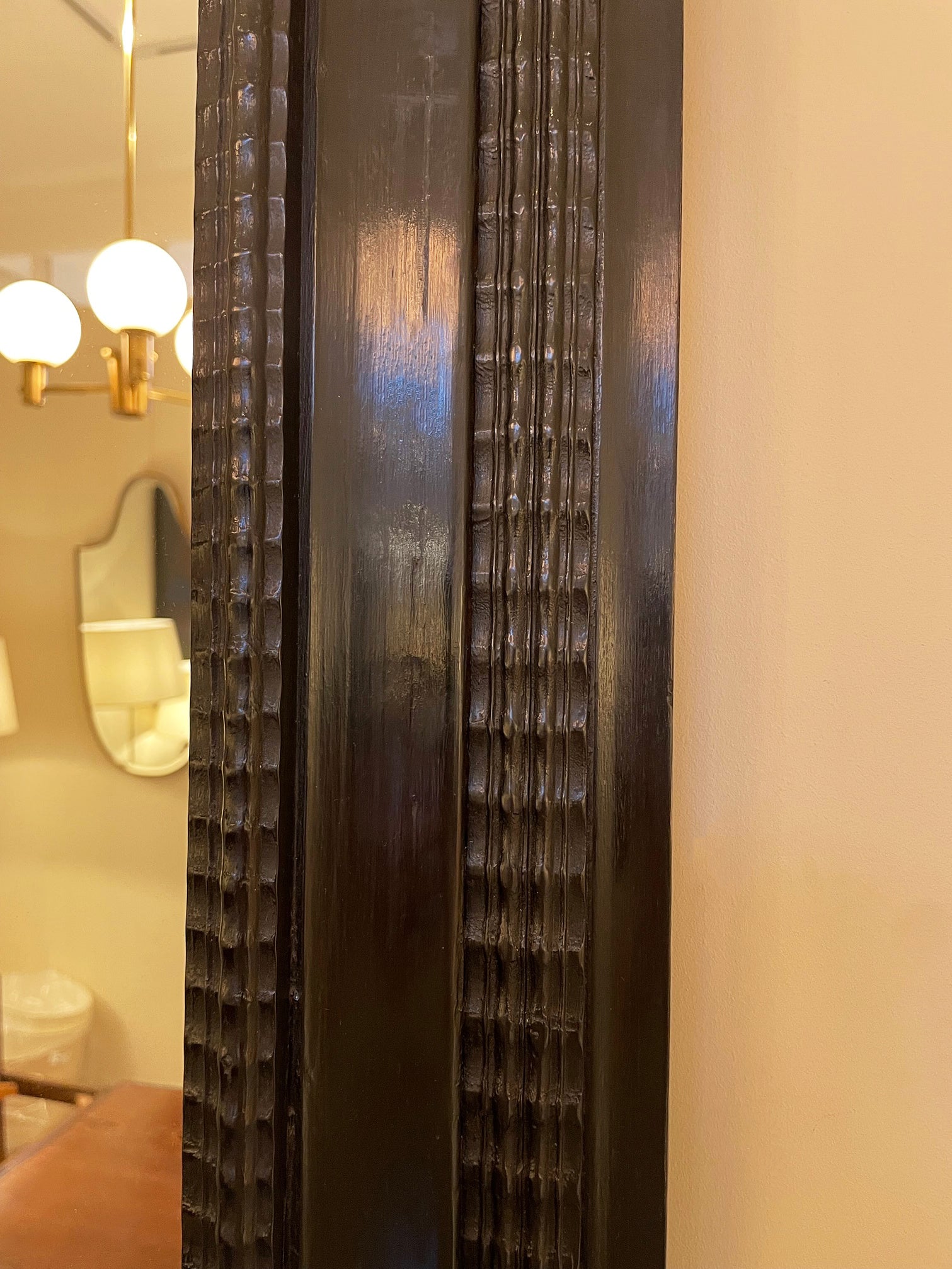 Flemish Style Ebonised Ripple Frame Mirror