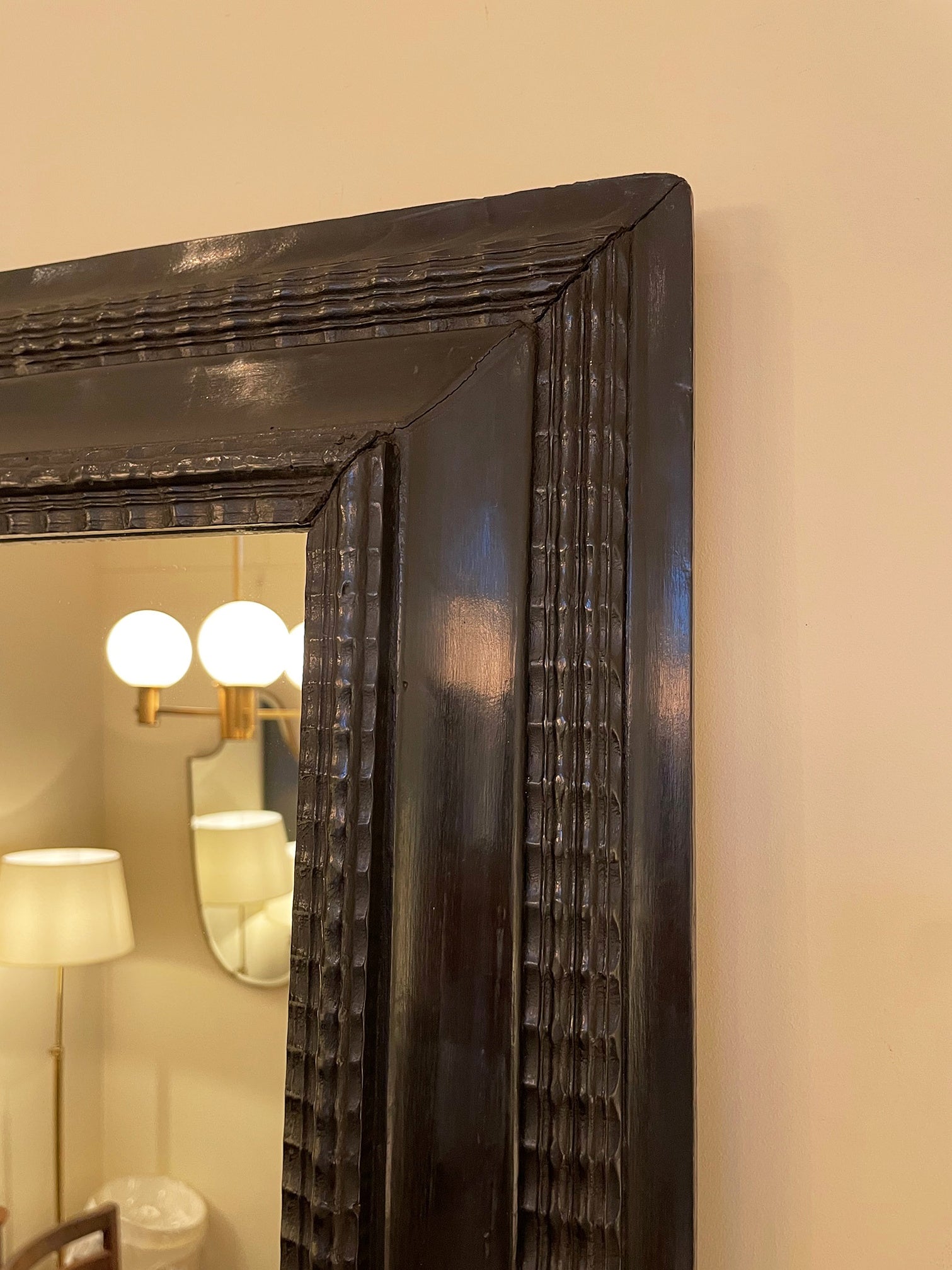 Flemish Style Ebonised Ripple Frame Mirror