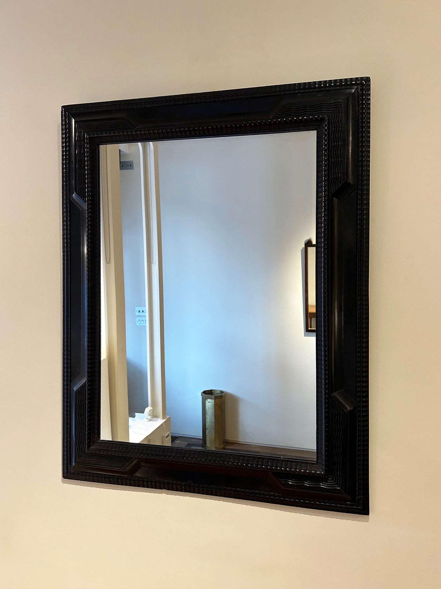 Flemish Style Ebonised Ripple Frame Mirror