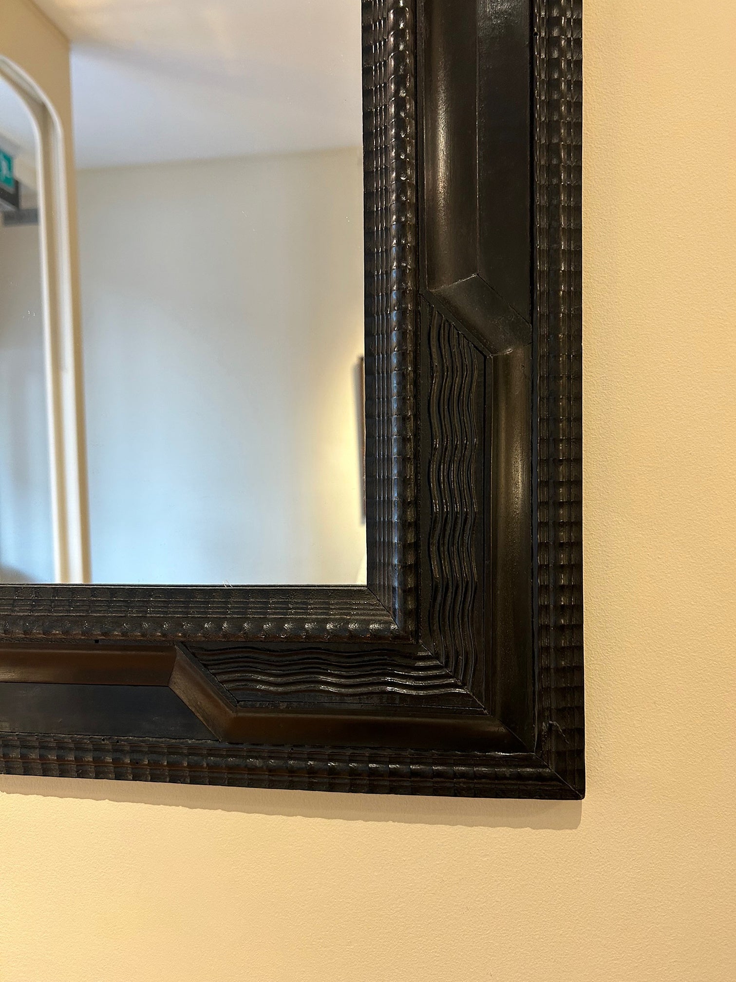 Flemish Style Ebonised Ripple Frame Mirror
