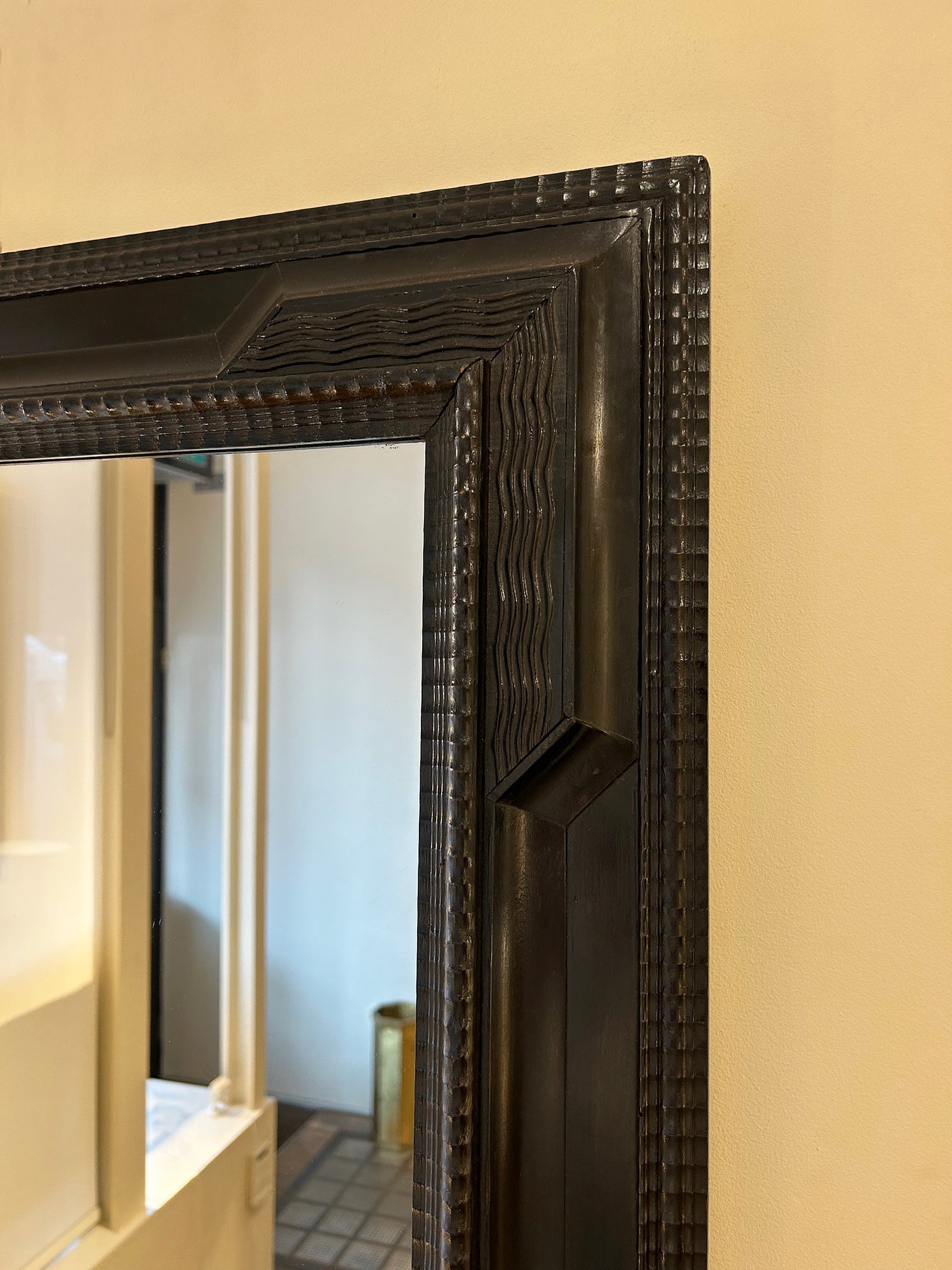 Flemish Style Ebonised Ripple Frame Mirror