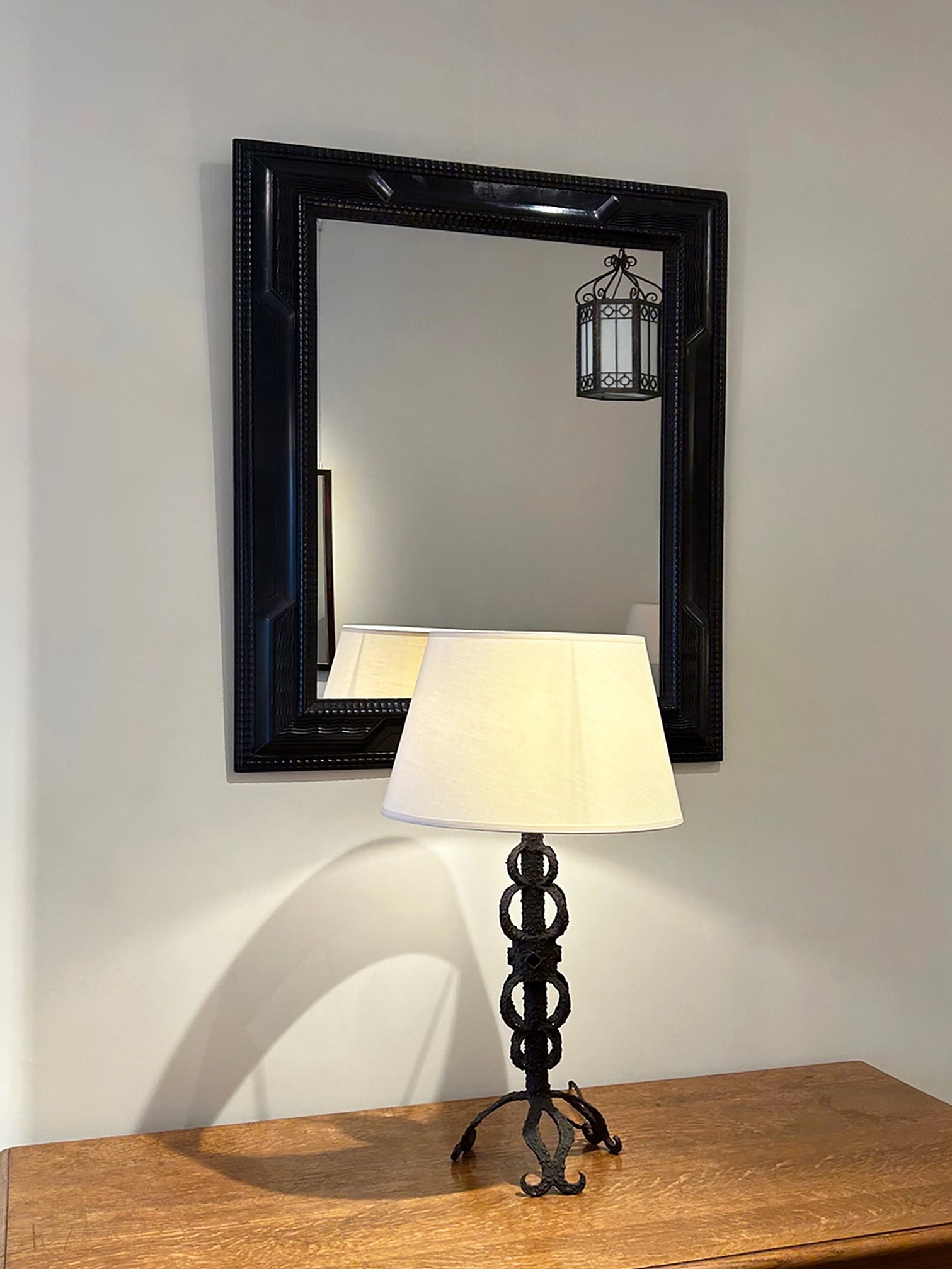 Flemish Style Ebonised Ripple Frame Mirror