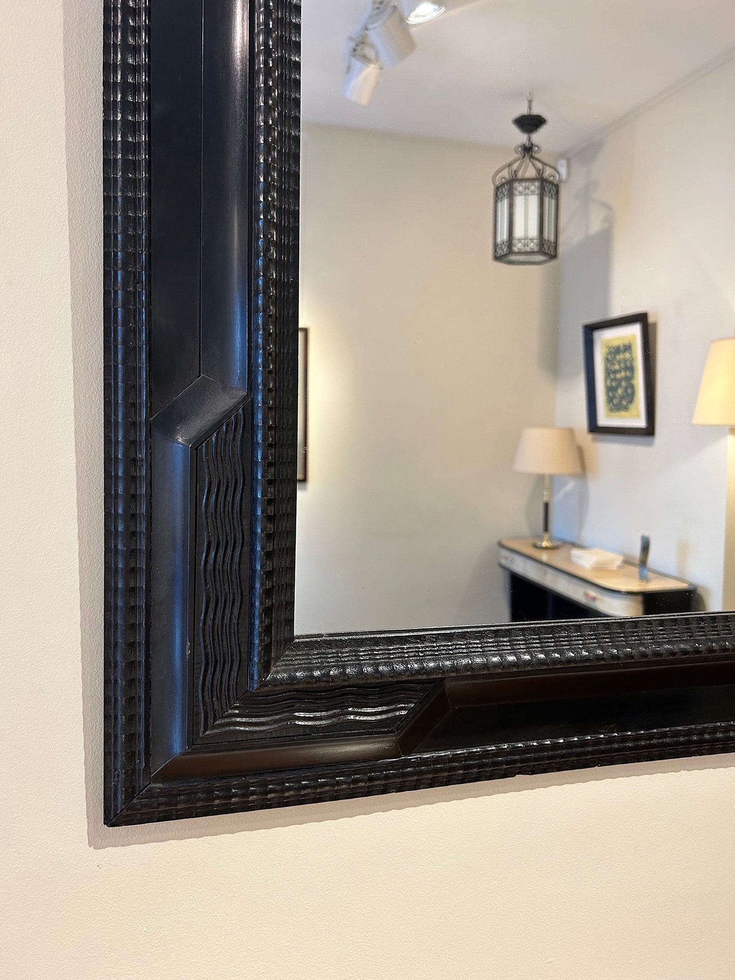 Flemish Style Ebonised Ripple Frame Mirror