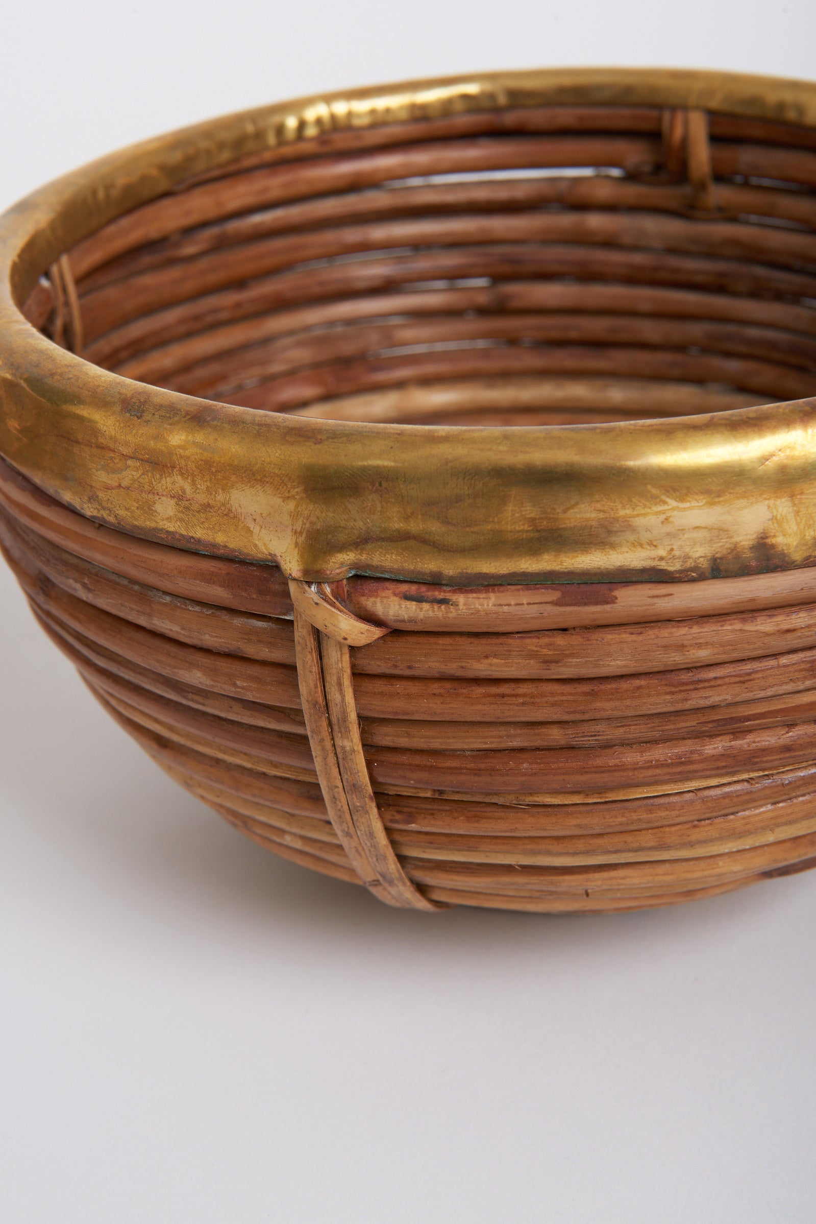 Two Bamboo and Brass Bowls in the manner of Gabriella Crespi