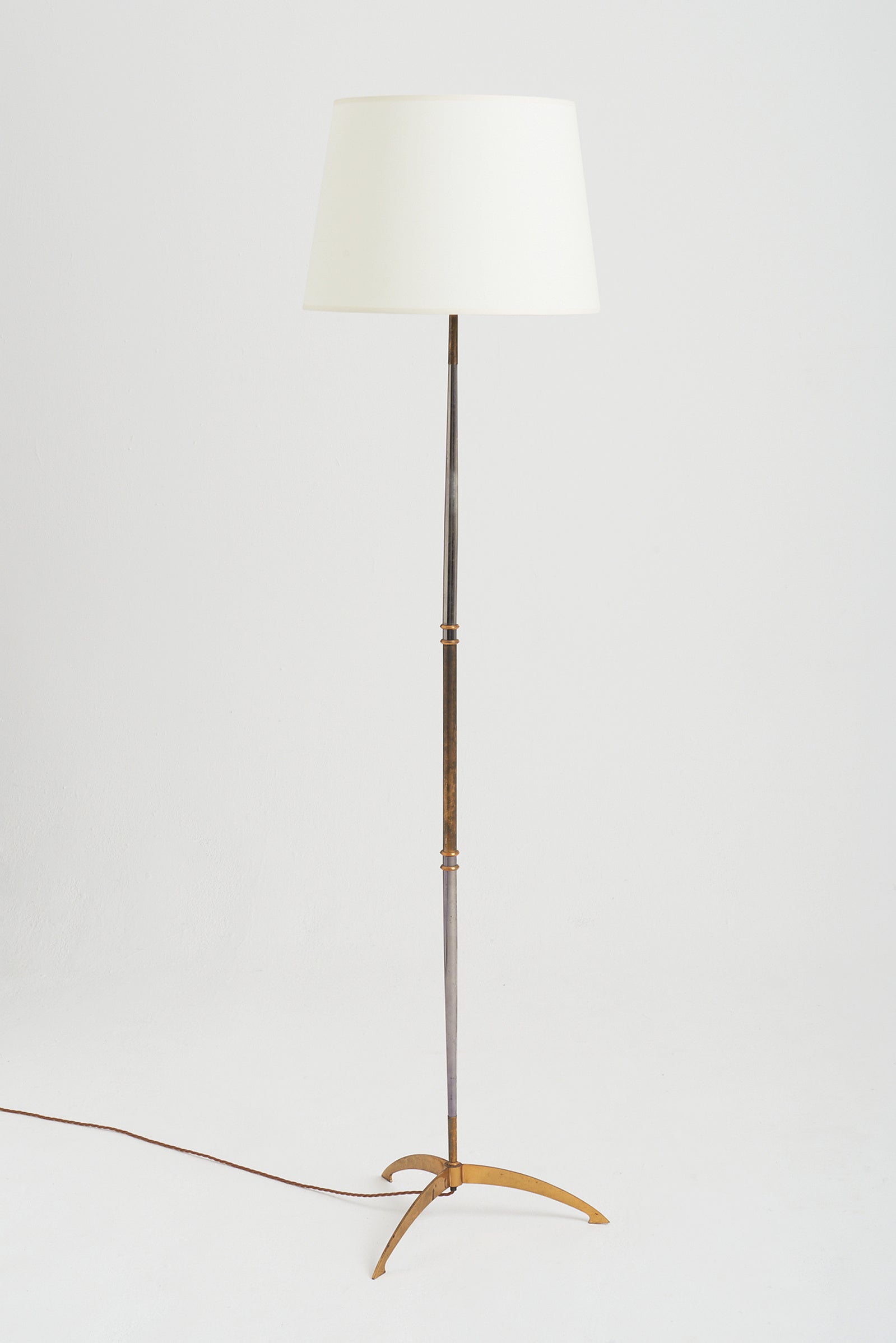 8131- Mid-Century Brass and Gunmetal Floor Lamp
